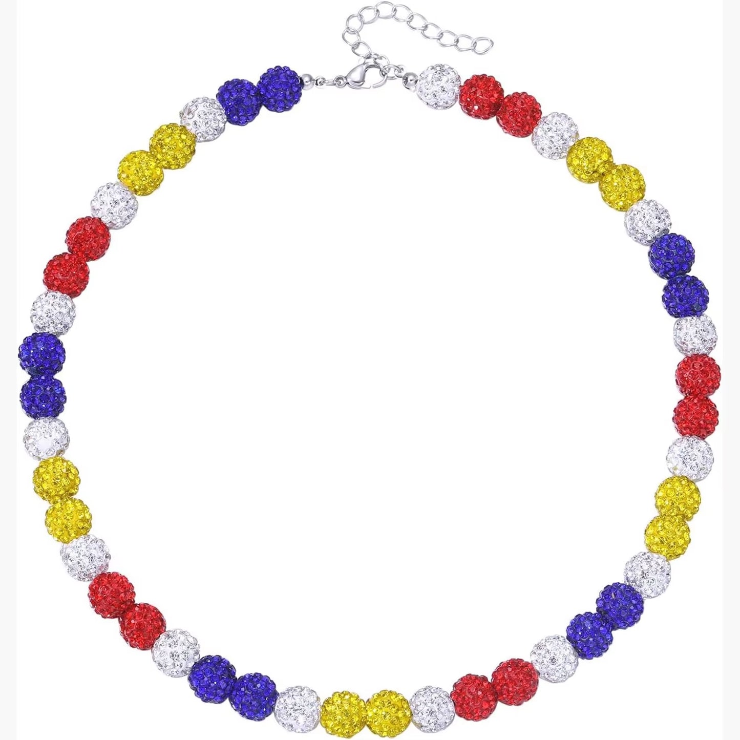 Baseball Beaded Chain Necklace for Men,Bling Ice Collection Baseball Necklace Gifts for Boys Baseball Team Lovers,18Inch(45Cm)