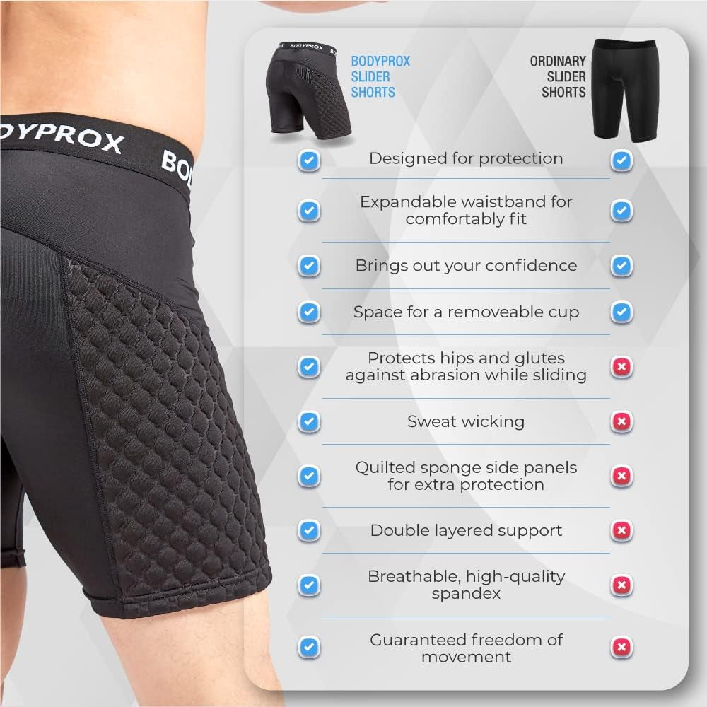 Baseball Sliding Shorts for Men, Compression Padded Slider Shorts