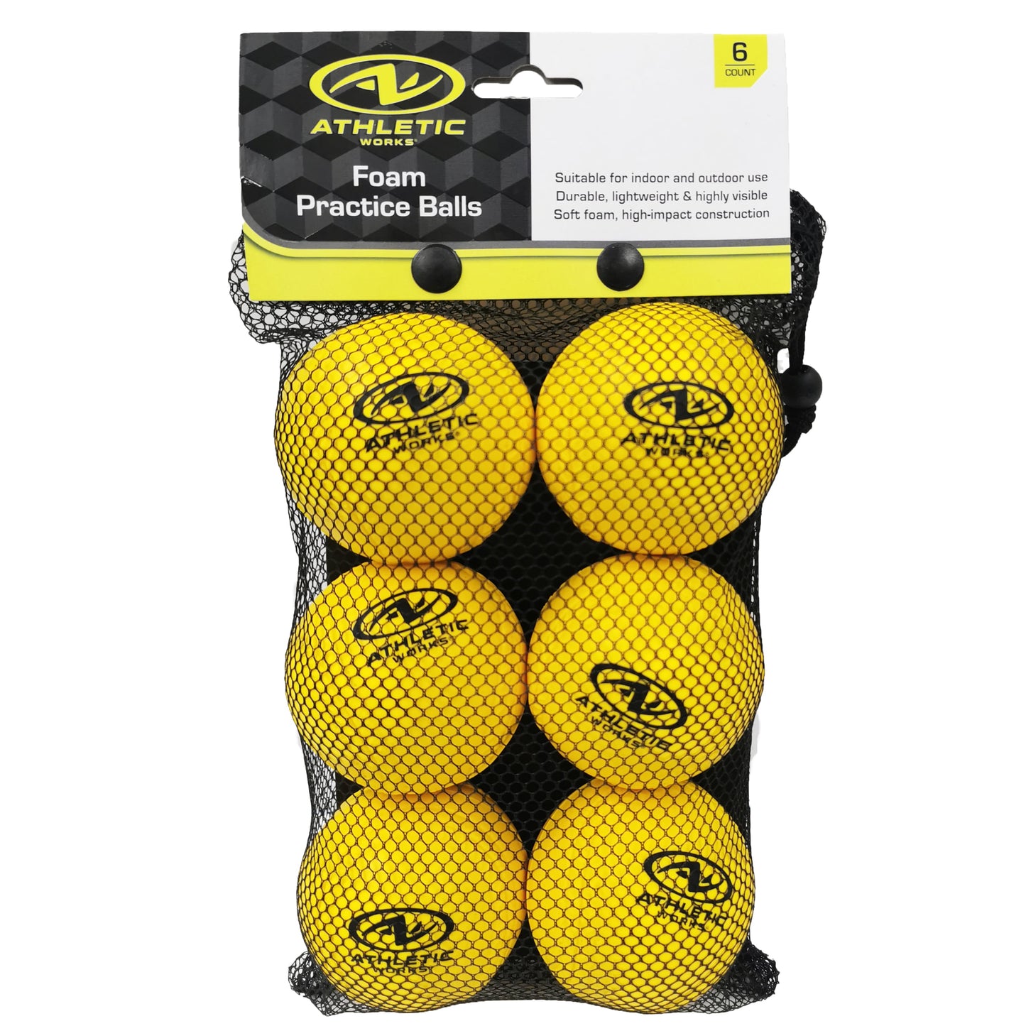 (3 Pack) 9 In. Practice Foam Baseballs with Carrying Bag, Yellow, 6 Pack, 1.5 Oz
