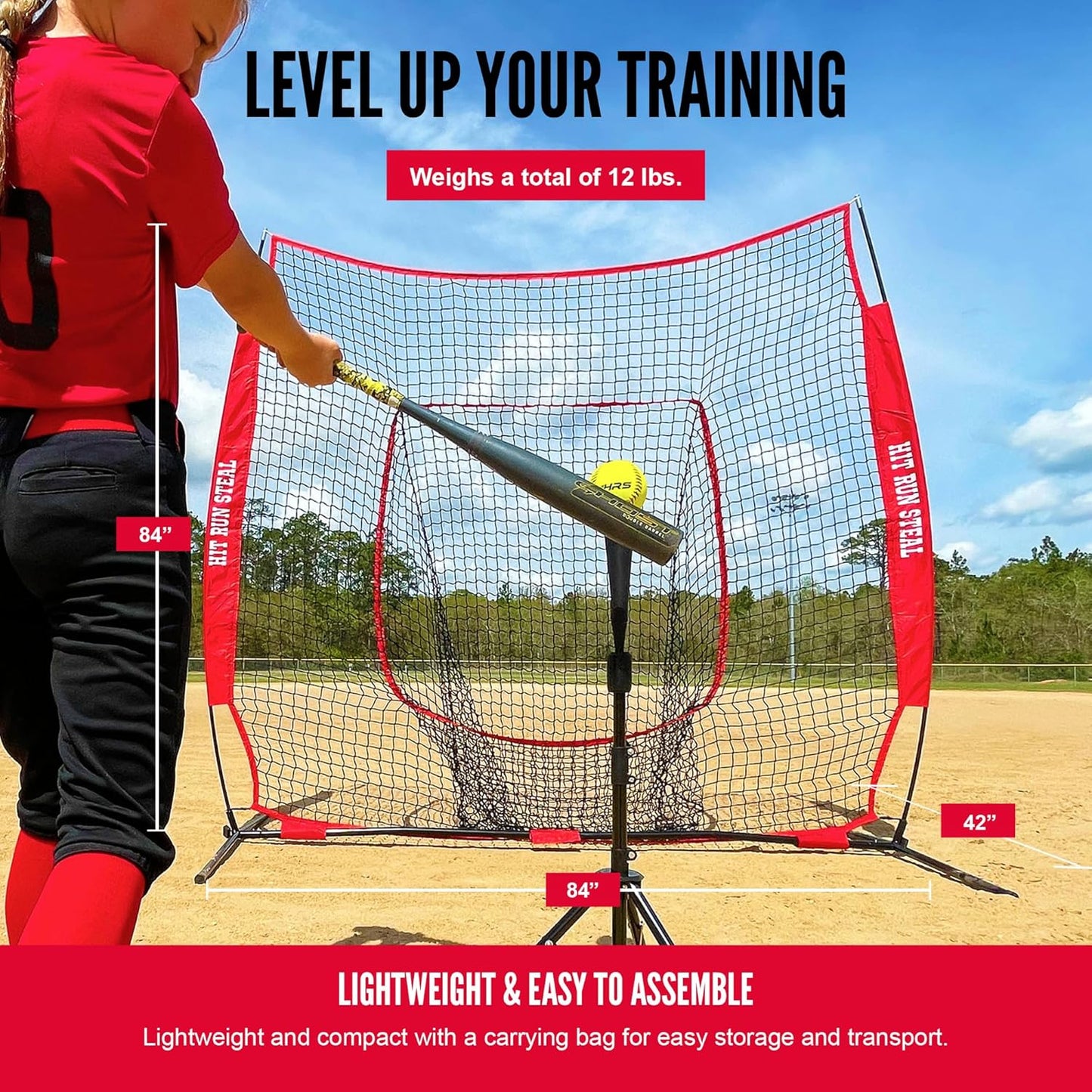 Heavy Duty Softball & Baseball Net with Carrying Bag - Perfect for Batting and Pitching Practices