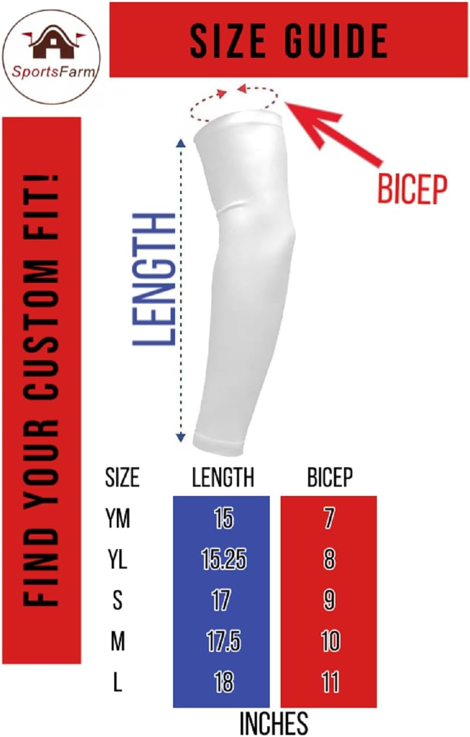 Youth & Adult Sizes Moisture Wicking Compression Arm Sleeve (1 Sleeve) (Over 100 Colors Available in Our Store)