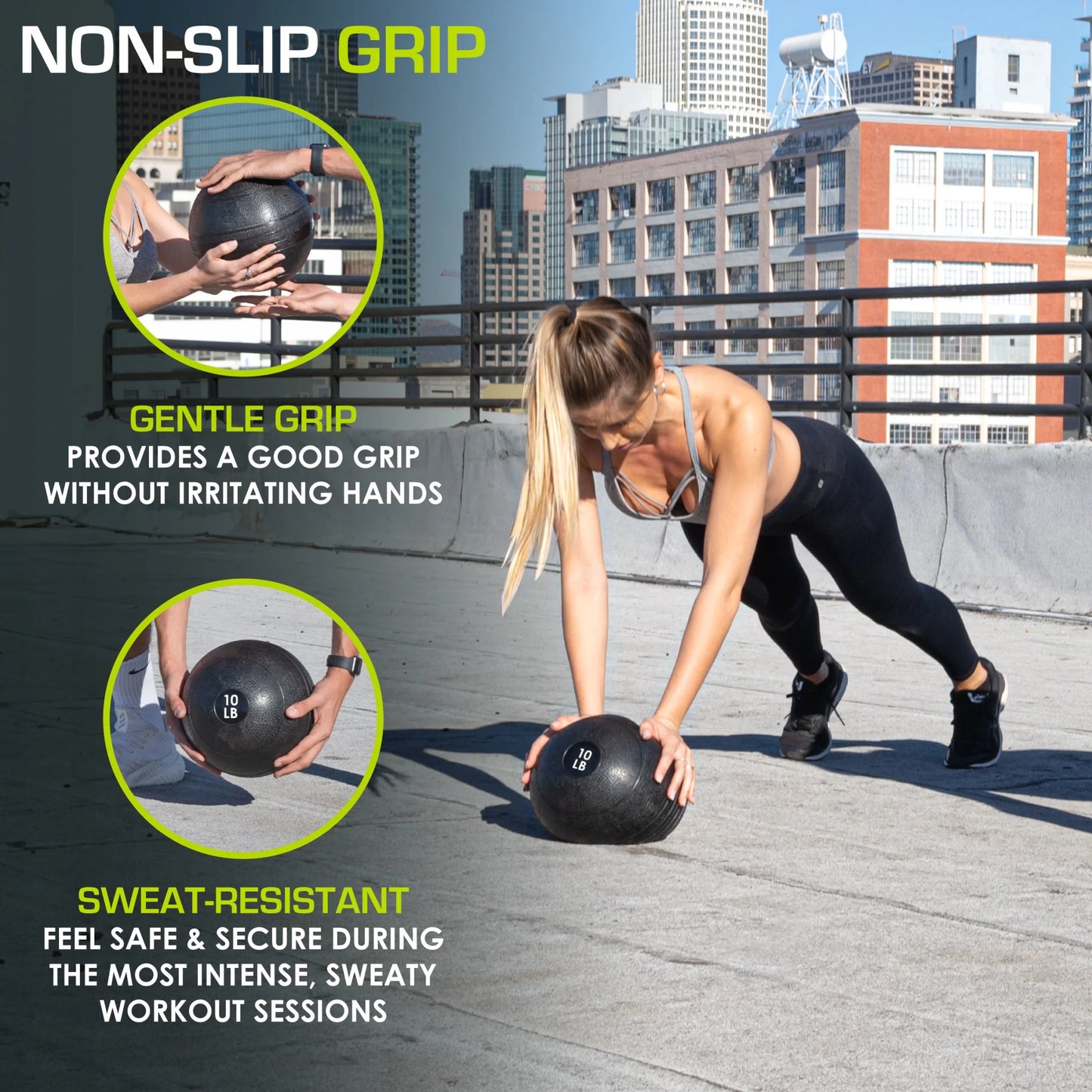 Classic Slam Medicine Balls W/ Smooth Grip for Weighted Workouts,10 Lb
