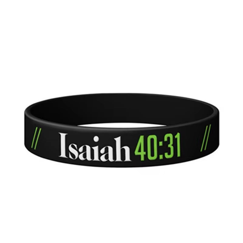 1Pc/4Pcs Psalm Philippians Jeremiah Isaiah Bible Verse Rubber Wristbands Silicone Bracelets