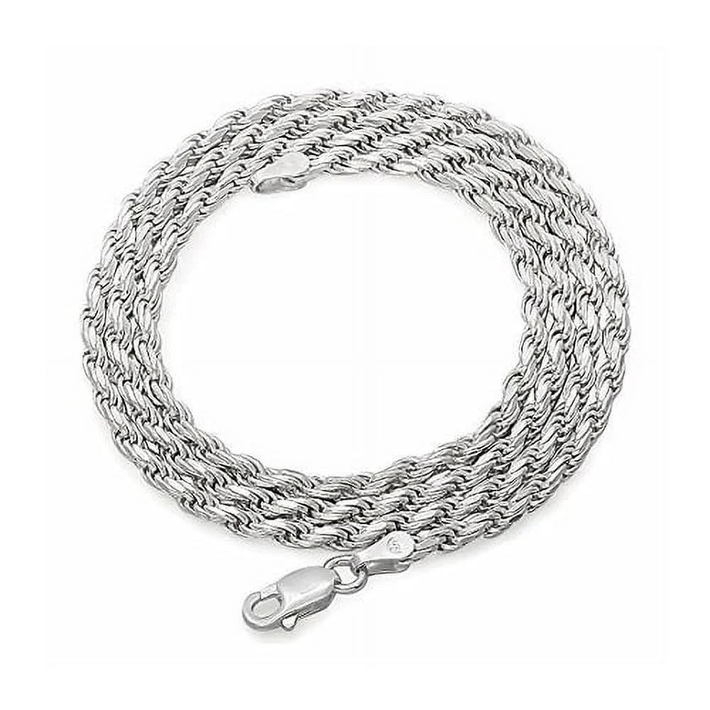 .925 Sterling Silver 2 Mm Italy Diamond-Cut Rope Chain