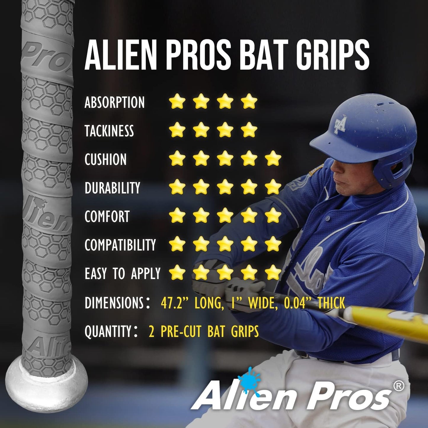 Bat Grip Tape for Baseball 1.1 MM (2 Pack) - Precut and Pro Quality Bat Tape - Wrap Your Bat for an Epic Home Run - Replacement for Old Baseball Bat Grip