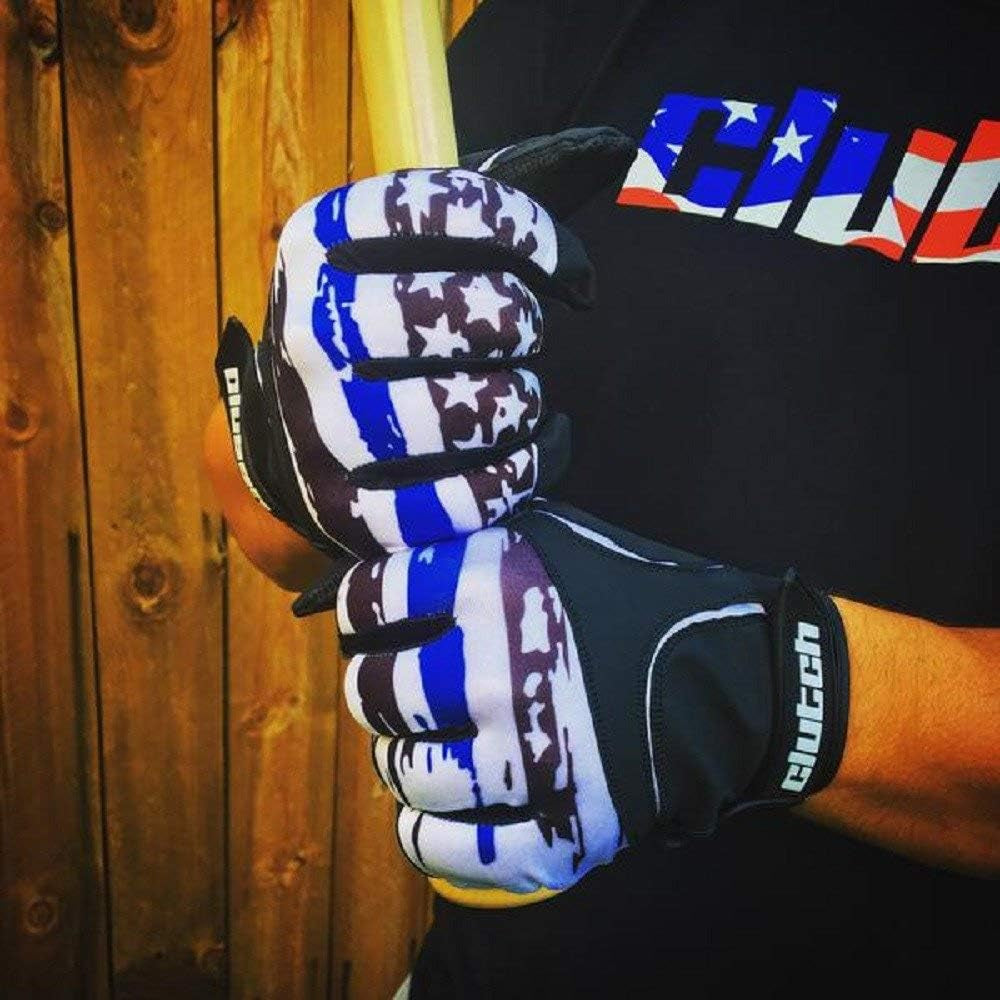 American Flag Baseball and Softball Batting Gloves - Super Grip Finger Fit for Adult, Youth - Performance Mesh & Perforated Sheep Skin Palm