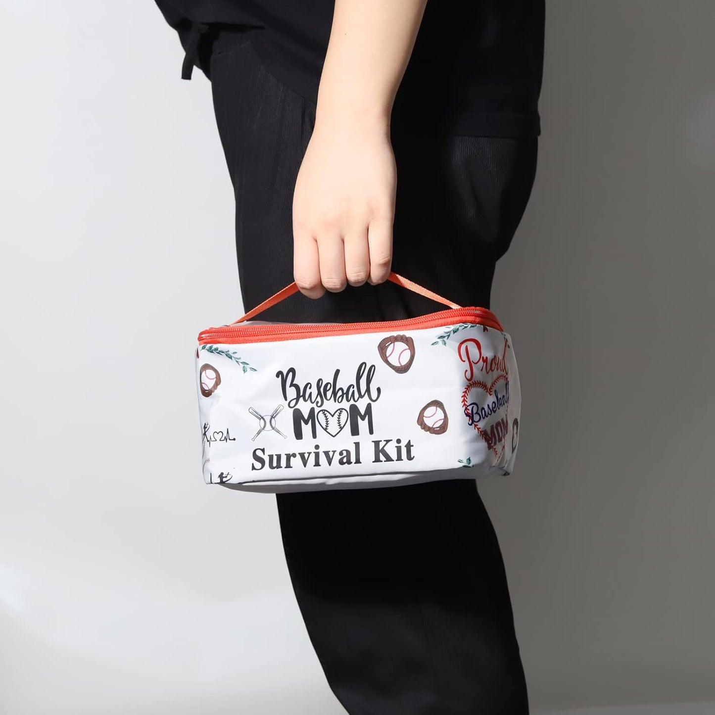 Baseball Mom Zipper Cosmetic Case Baseball Sport Mom Survival Kit Makeup Case Organizer Cosmetic Bag