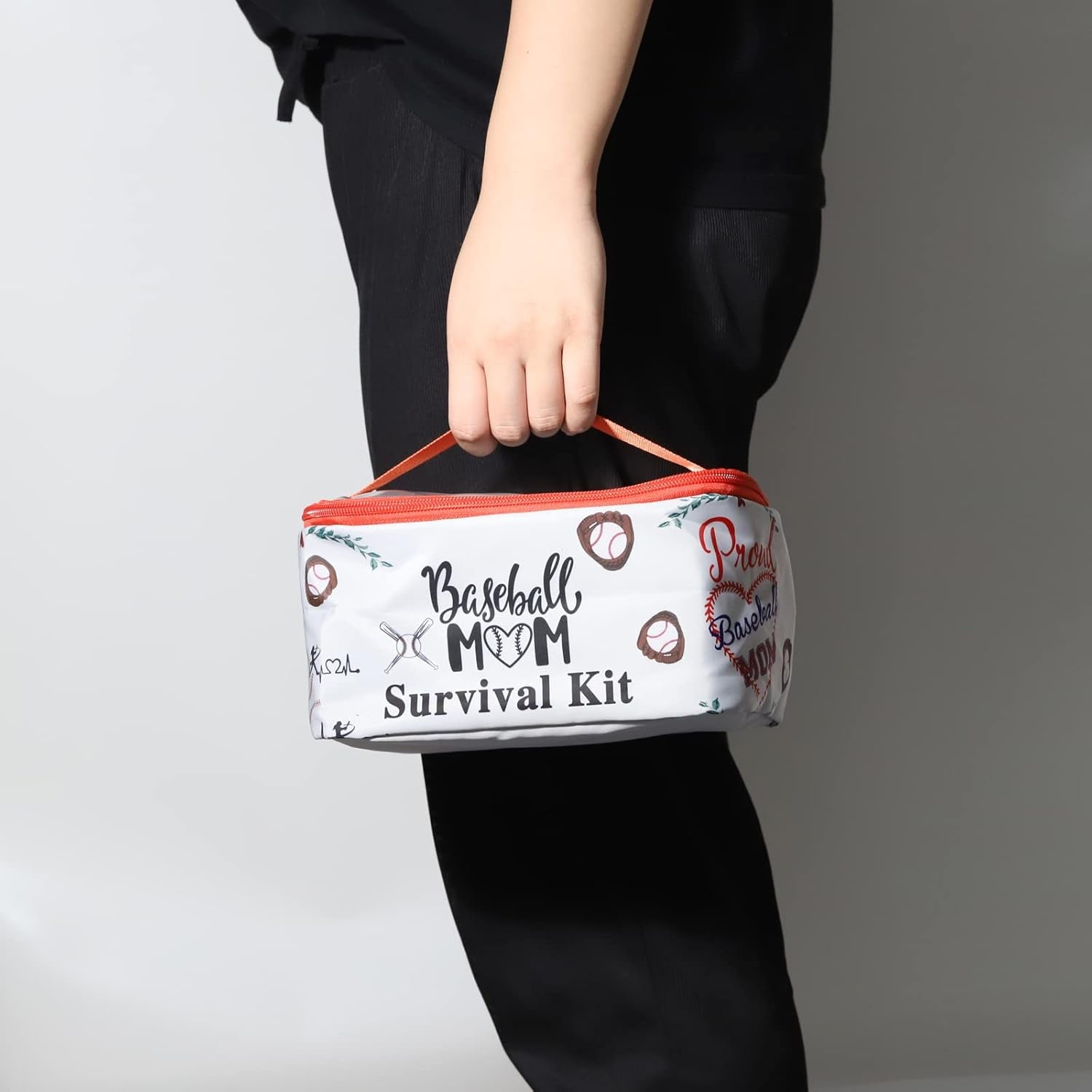 Baseball Mom Zipper Cosmetic Case Baseball Sport Mom Survival Kit Makeup Case Organizer Cosmetic Bag