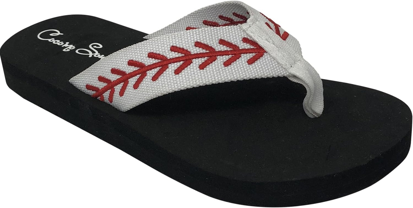 Baseball Flip Flops | Embroidered Slippers for Women | Baseball Mom Sandals