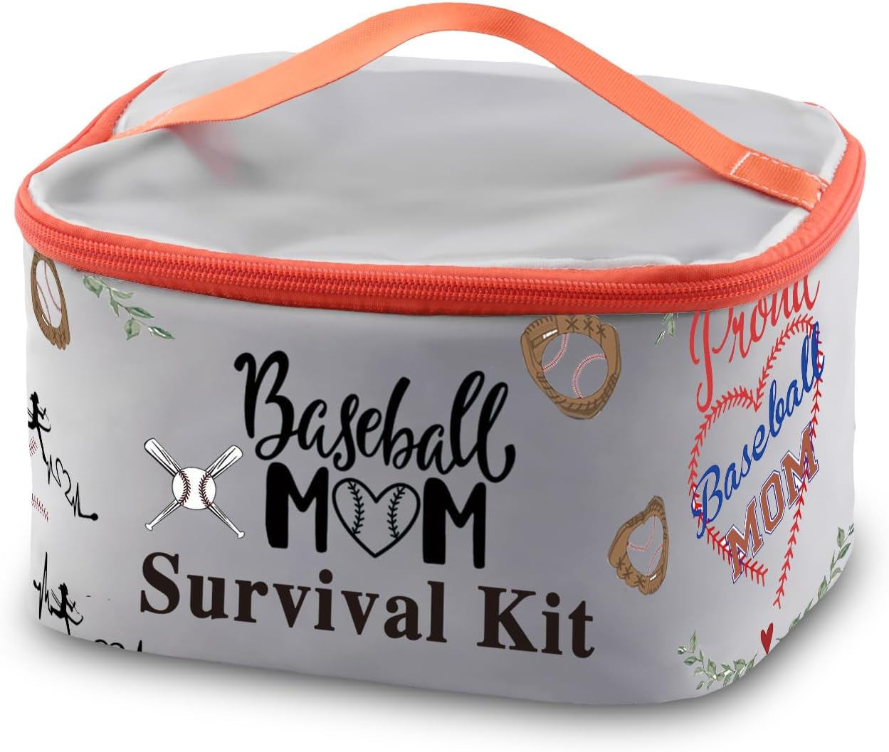 Baseball Mom Zipper Cosmetic Case Baseball Sport Mom Survival Kit Makeup Case Organizer Cosmetic Bag