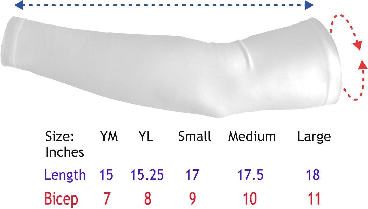 Youth & Adult Sizes Moisture Wicking Compression Arm Sleeve (1 Sleeve) (Over 100 Colors Available in Our Store)