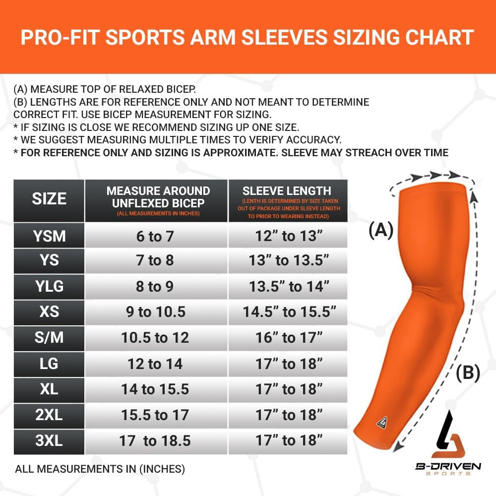B-Driven Premium Pro-Fit Sports Compression Arm Sleeve (Single) Digital Designs Baseball Arm Sleeves for Men Women Youth