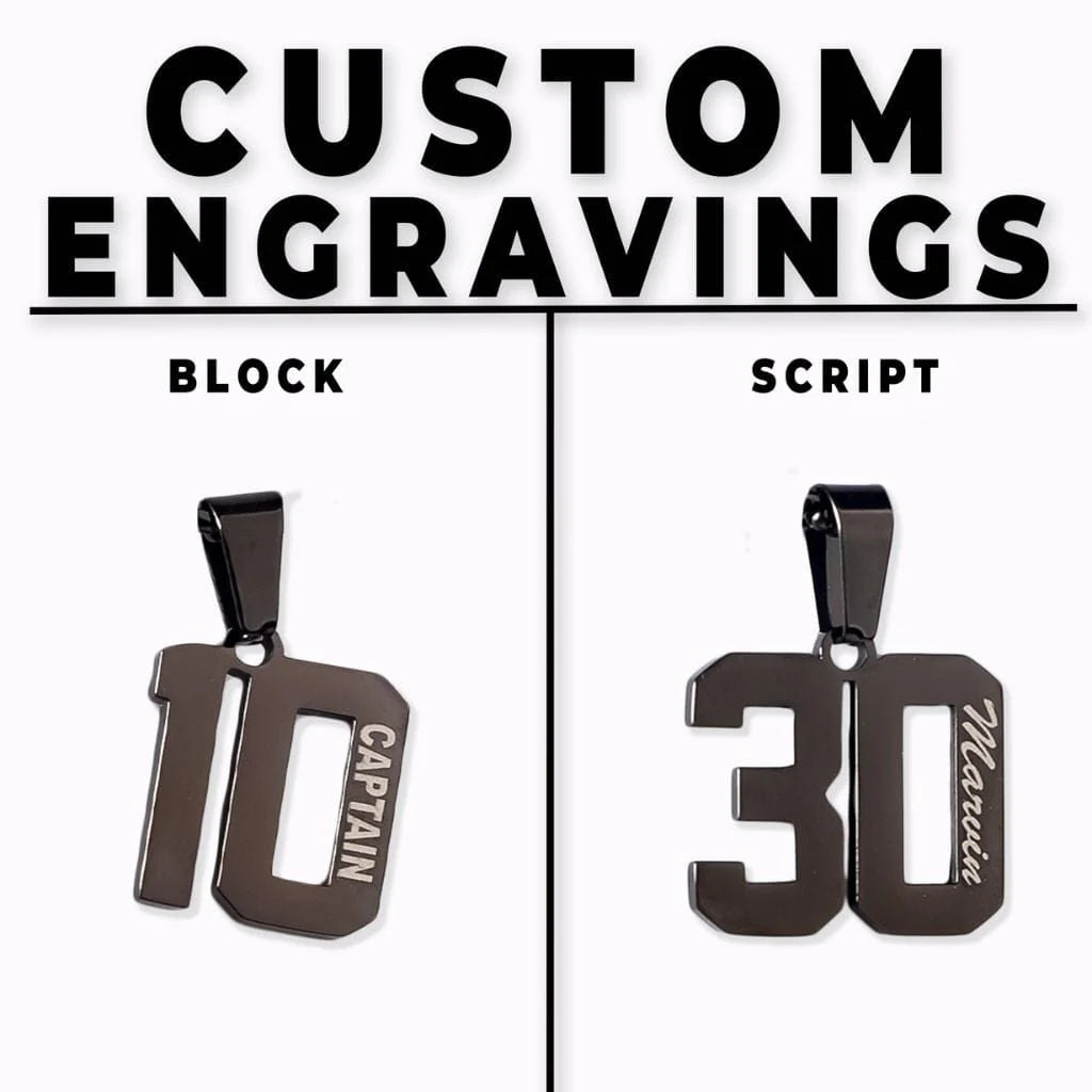 Number Pendant Necklace - Black