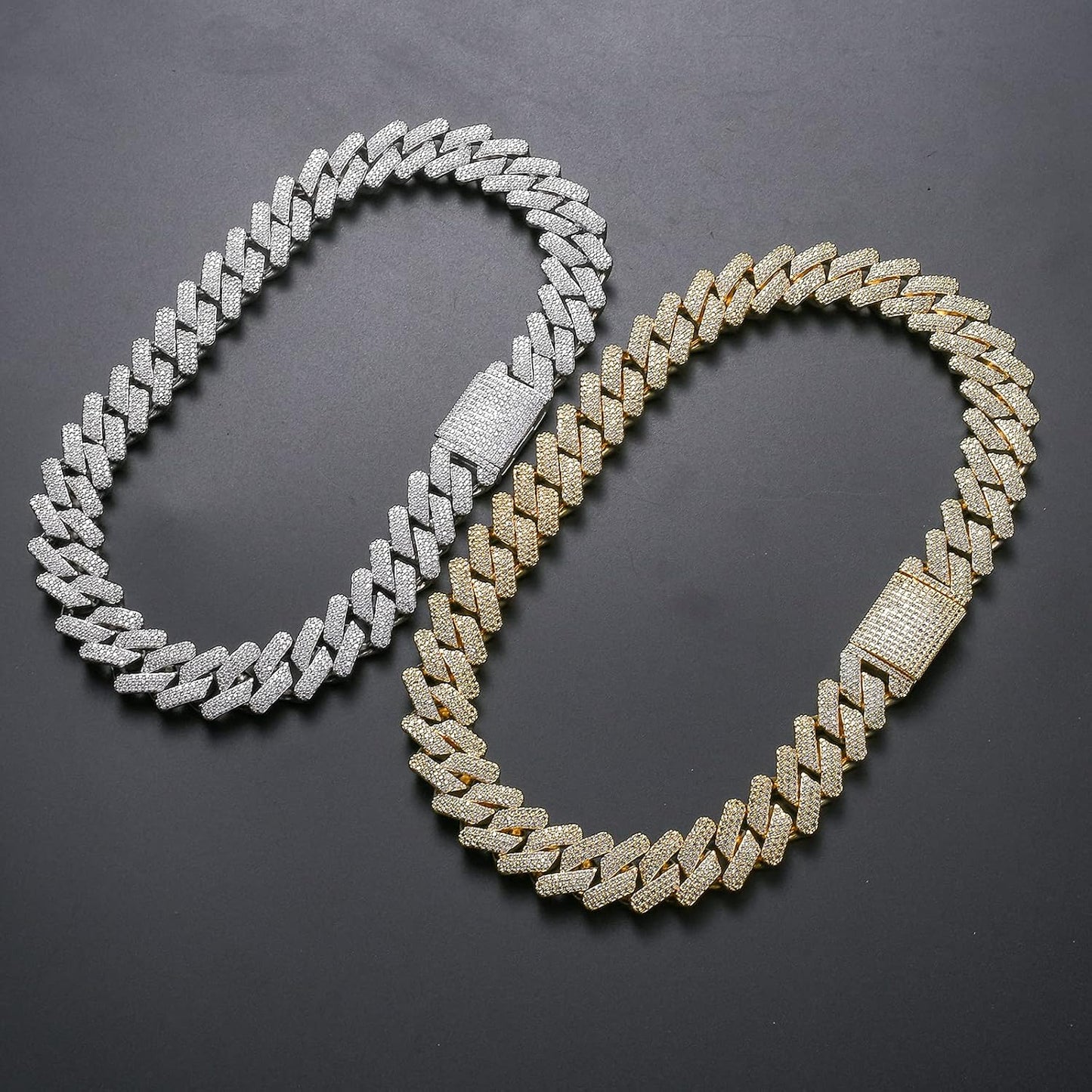 Gold Mens Cuban Link Chain, 20Mm Iced Out Miami Cuban Chain Necklace for Men, Bling Diamond Hip Hop Jewelry for Women