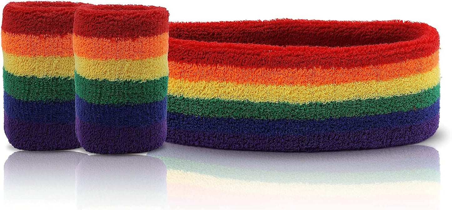 3Pieces Sweatband Set, Including 1 Sports Headband and 2 Sweat Wristbands, Moisture Wicking & Sweat Absorbing, Black, Cotton, Standard, for Men and Women