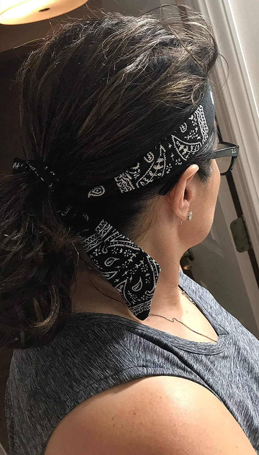 Headbands Tie on Headband for Women Men Running Athletic Hair Head Band Elastic Sports Sweat Basketball Sweatband Stetchy Yoga Workout Sweatbands Adjustable Non-Slip Moisture Wicking