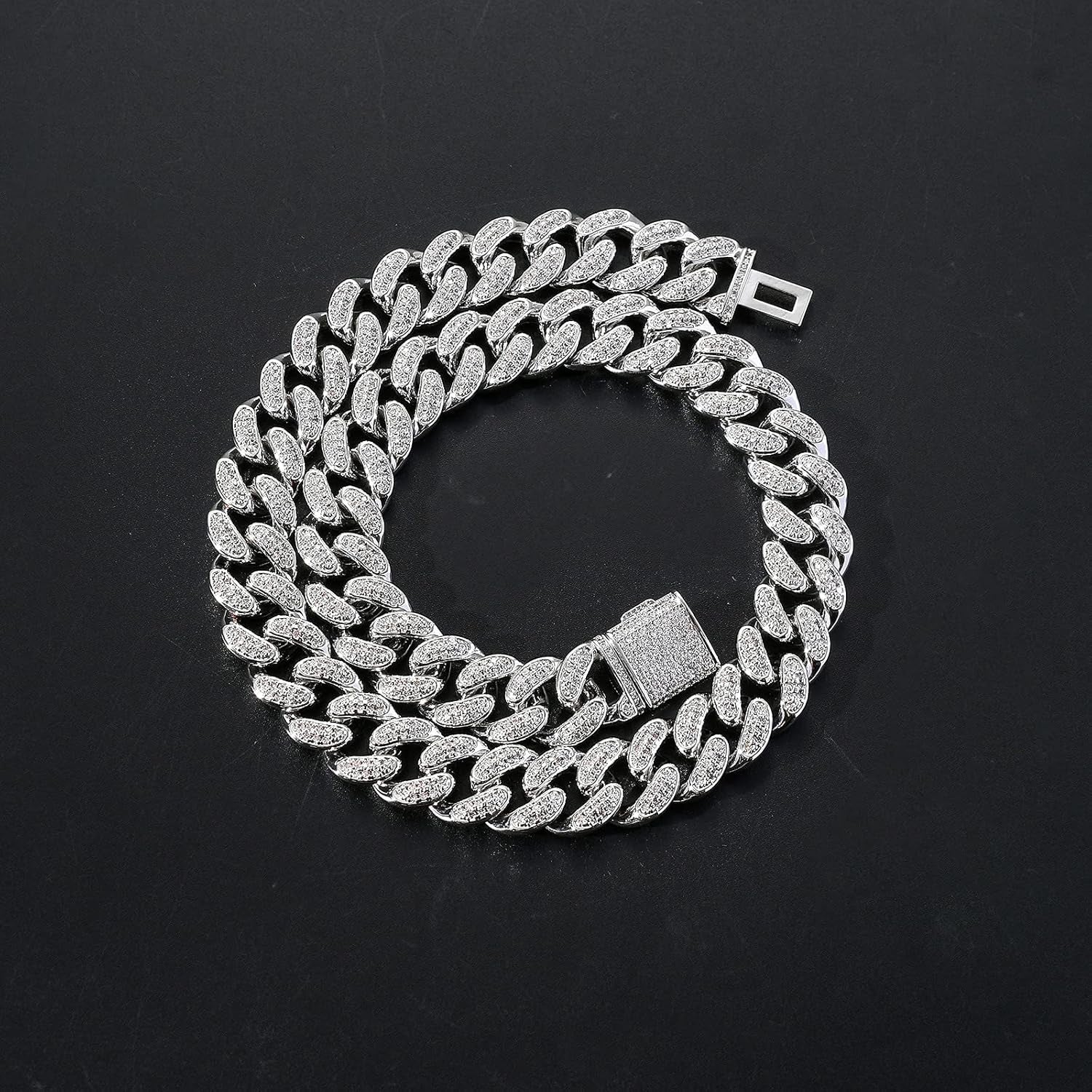 Gold Cuban Chain for Men,Hip Hop 15Mm 14K Gold Plated Iced Out Lab Diamond Miami Cuban Link Chain Necklace,Full Cz Diamond Cut