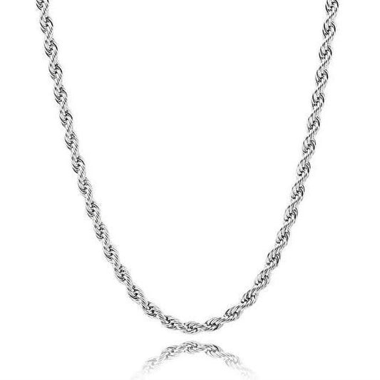 .925 Sterling Silver 2 Mm Italy Diamond-Cut Rope Chain