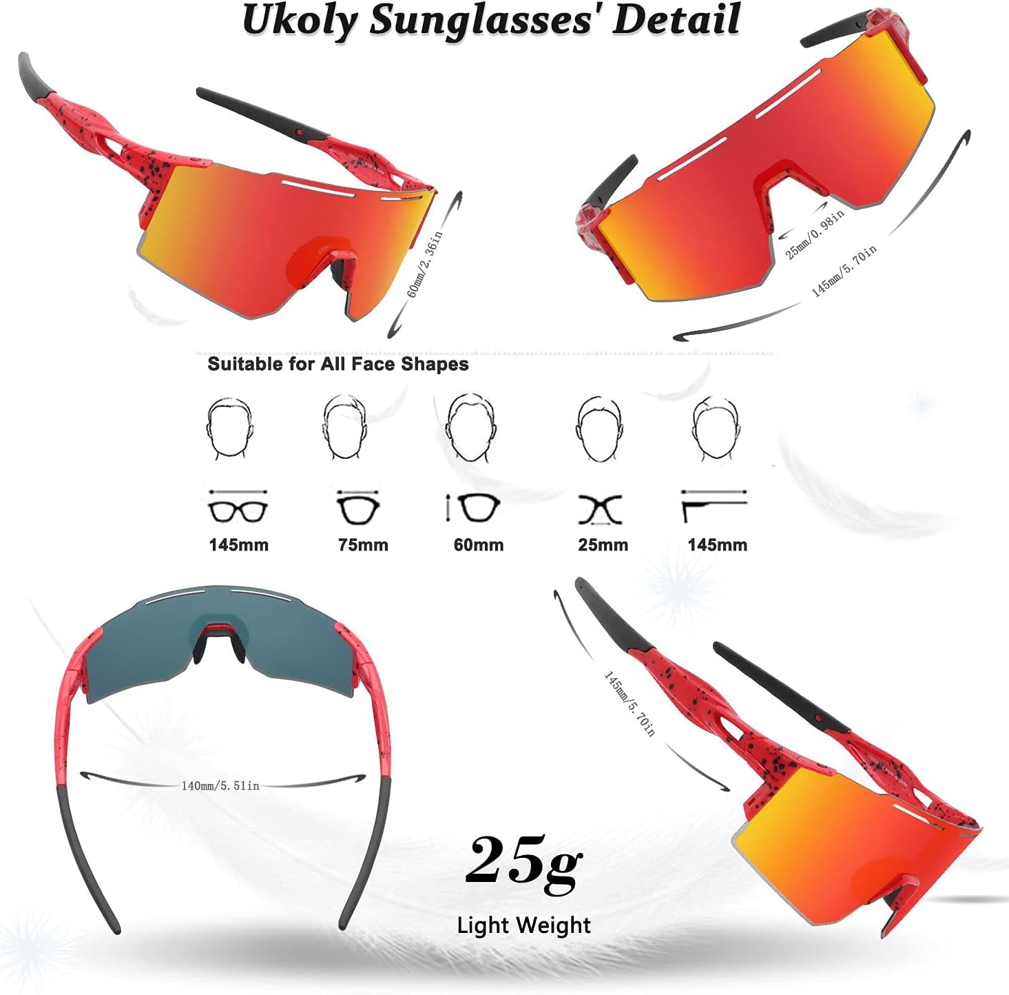 Cycling Sunglasses for Men Women with 3 Interchangeable Lenses, Polarized Sports Sunglasses, Baseball Sunglasses