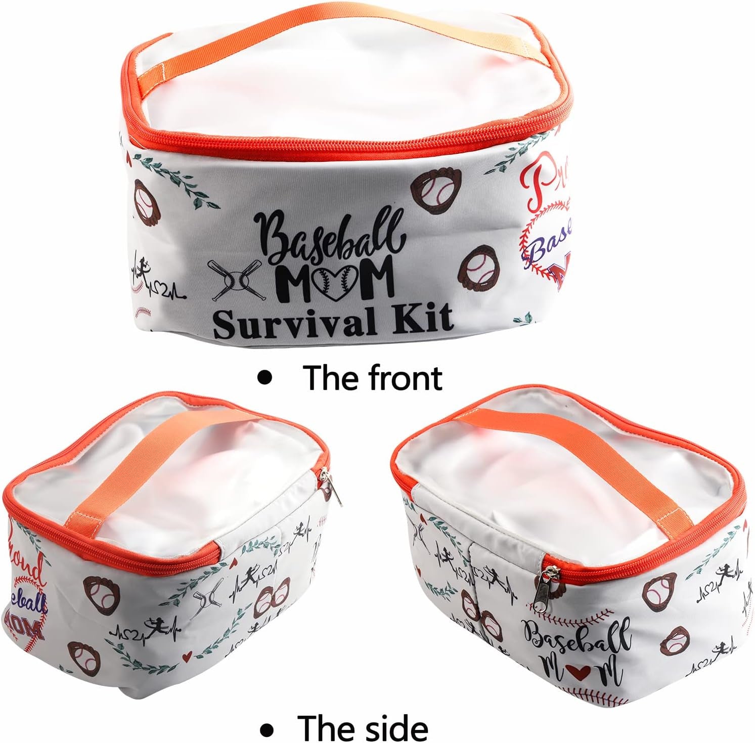 Baseball Mom Zipper Cosmetic Case Baseball Sport Mom Survival Kit Makeup Case Organizer Cosmetic Bag