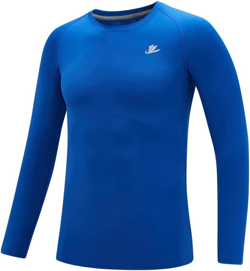 Youth Boys Compression Shirt Long Sleeve Football Baseball Undershirt Quick Dry Kids Sports Baselayer Crewneck