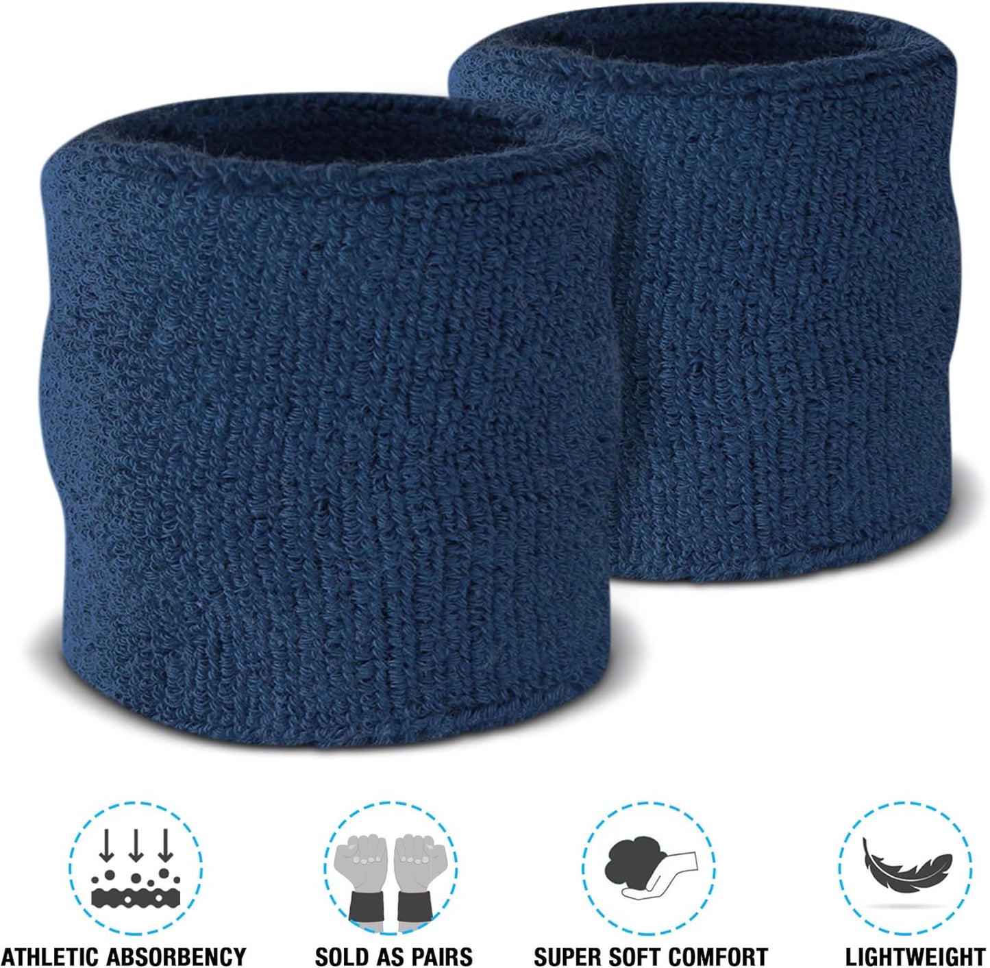 Wrist Sweatbands, Absorbent and Breathable Thick Cotton Bands for Working Out, Gymnastics, Basketball, Tennis, and Football, Multiuse Wristbands for Costumes and Cosplay