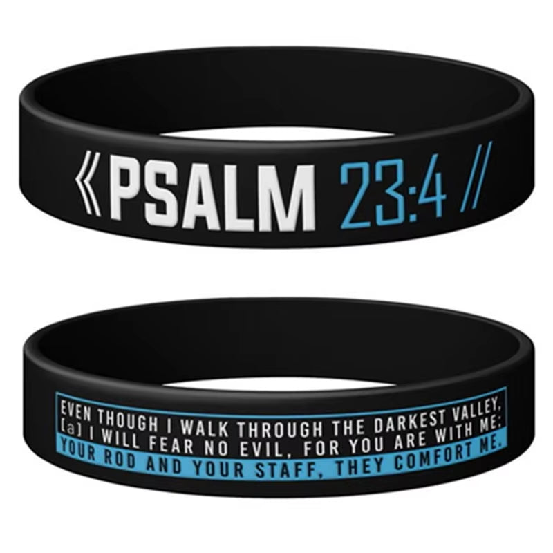 1Pc/4Pcs Psalm Philippians Jeremiah Isaiah Bible Verse Rubber Wristbands Silicone Bracelets