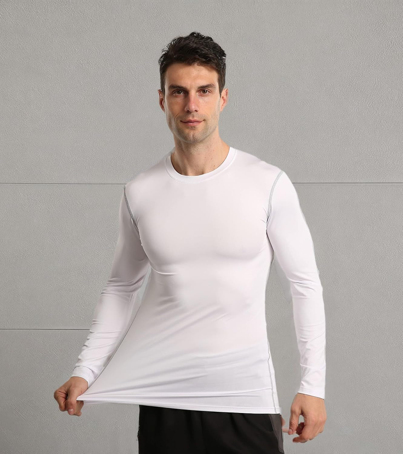 3 Pack Compression Shirts for Men Long Sleeve Football Undershirt Athletic Dry Shirts Performance Workout Baselayer