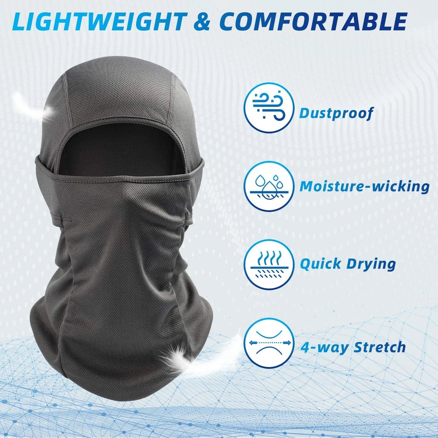 Ski Mask Balaclava Face Mask-Uv Protection Dustproof Windproof Face Cover for Men Women Skiing, Snowboarding, Cycling Hiking Gray