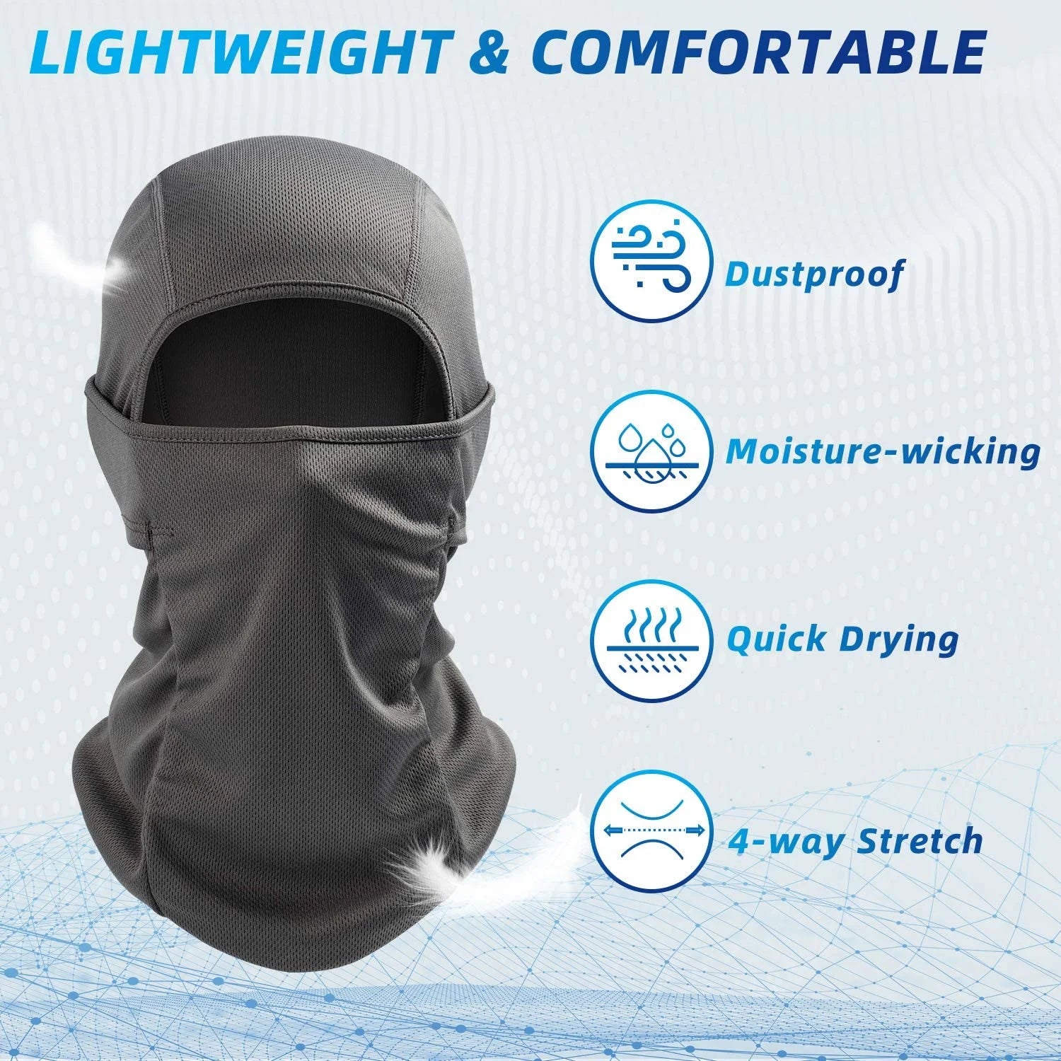Ski Mask Balaclava Face Mask-Uv Protection Dustproof Windproof Face Cover for Men Women Skiing, Snowboarding, Cycling Hiking Gray