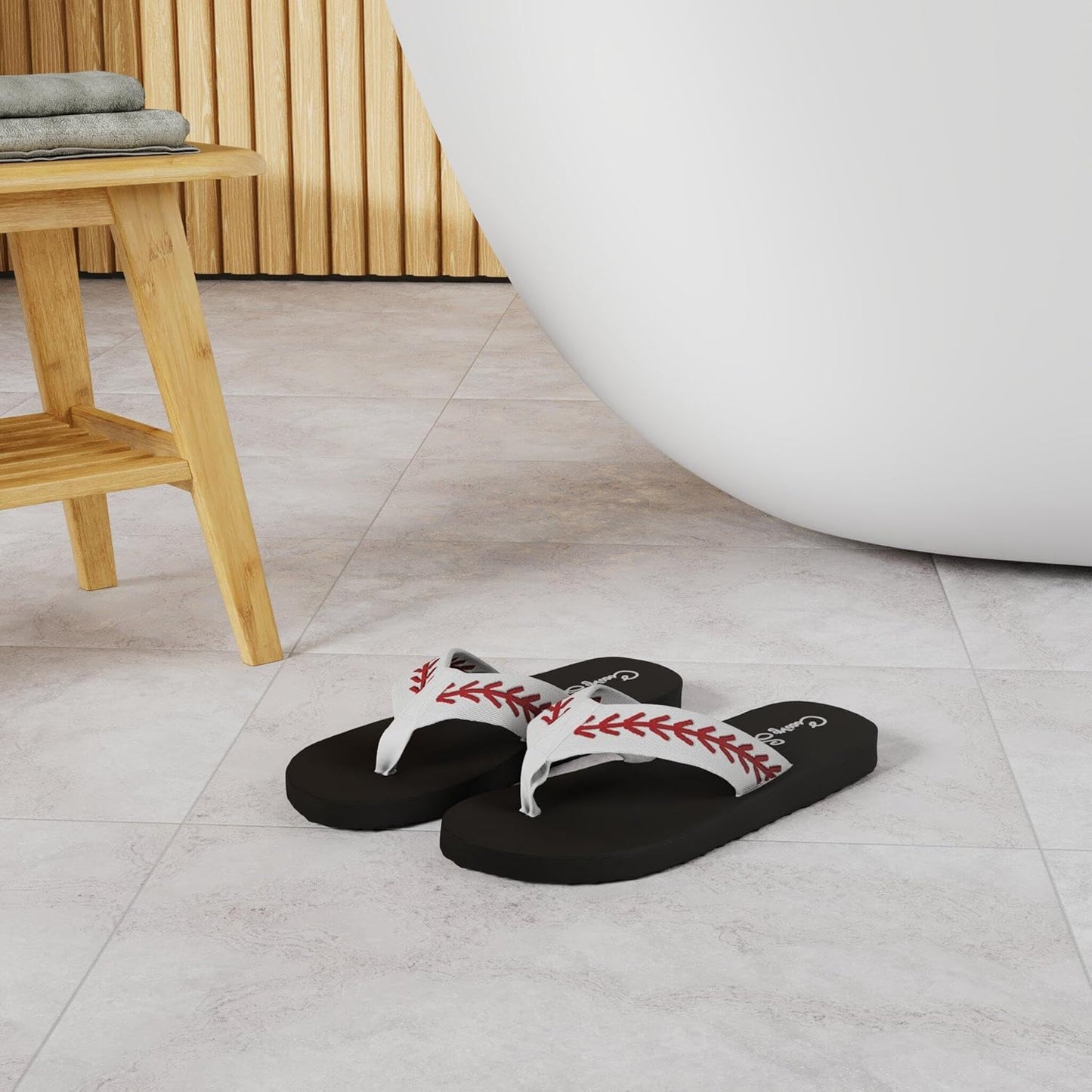 Baseball Flip Flops | Embroidered Slippers for Women | Baseball Mom Sandals