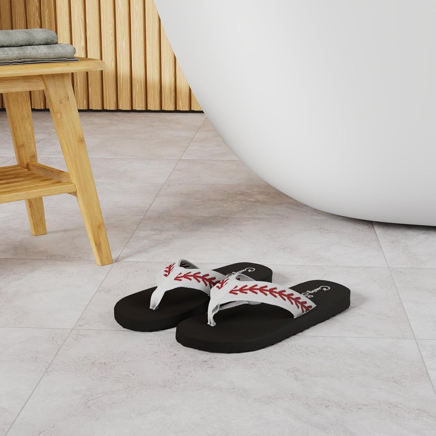 Baseball Flip Flops | Embroidered Slippers for Women | Baseball Mom Sandals