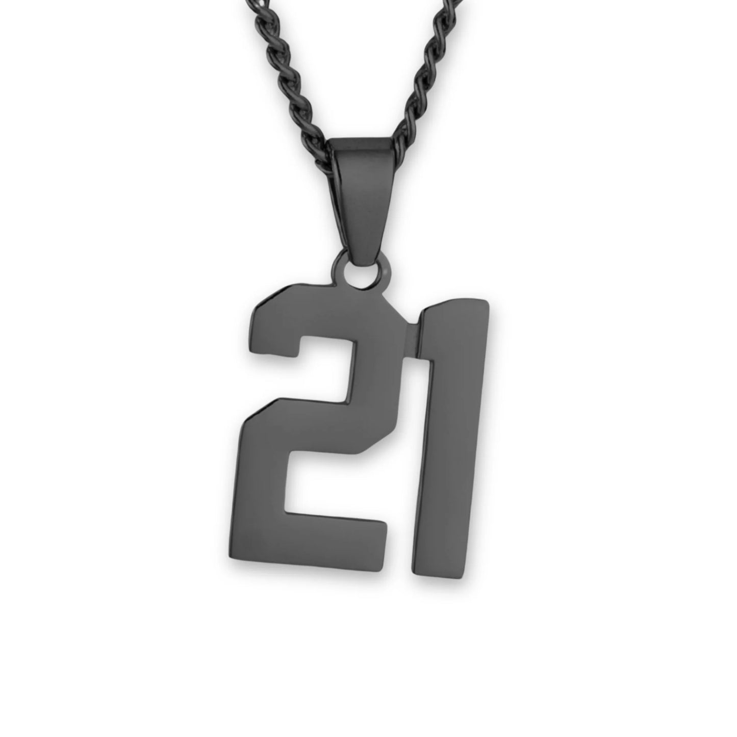 Number Pendant Necklace - Black