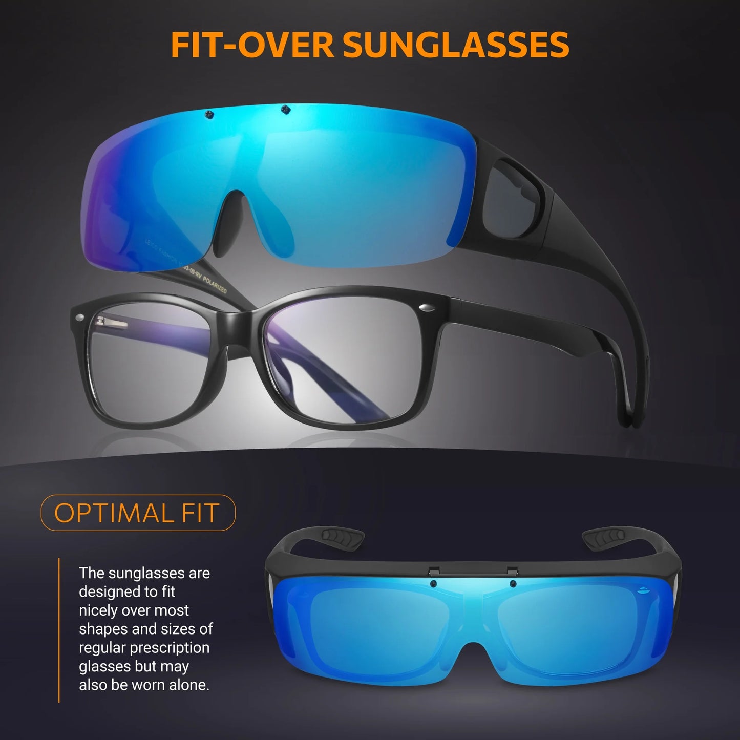 Polarized Sunglasses Fit over Prescription Glasses for Men Women Flip up Shield Lens Driving Shades