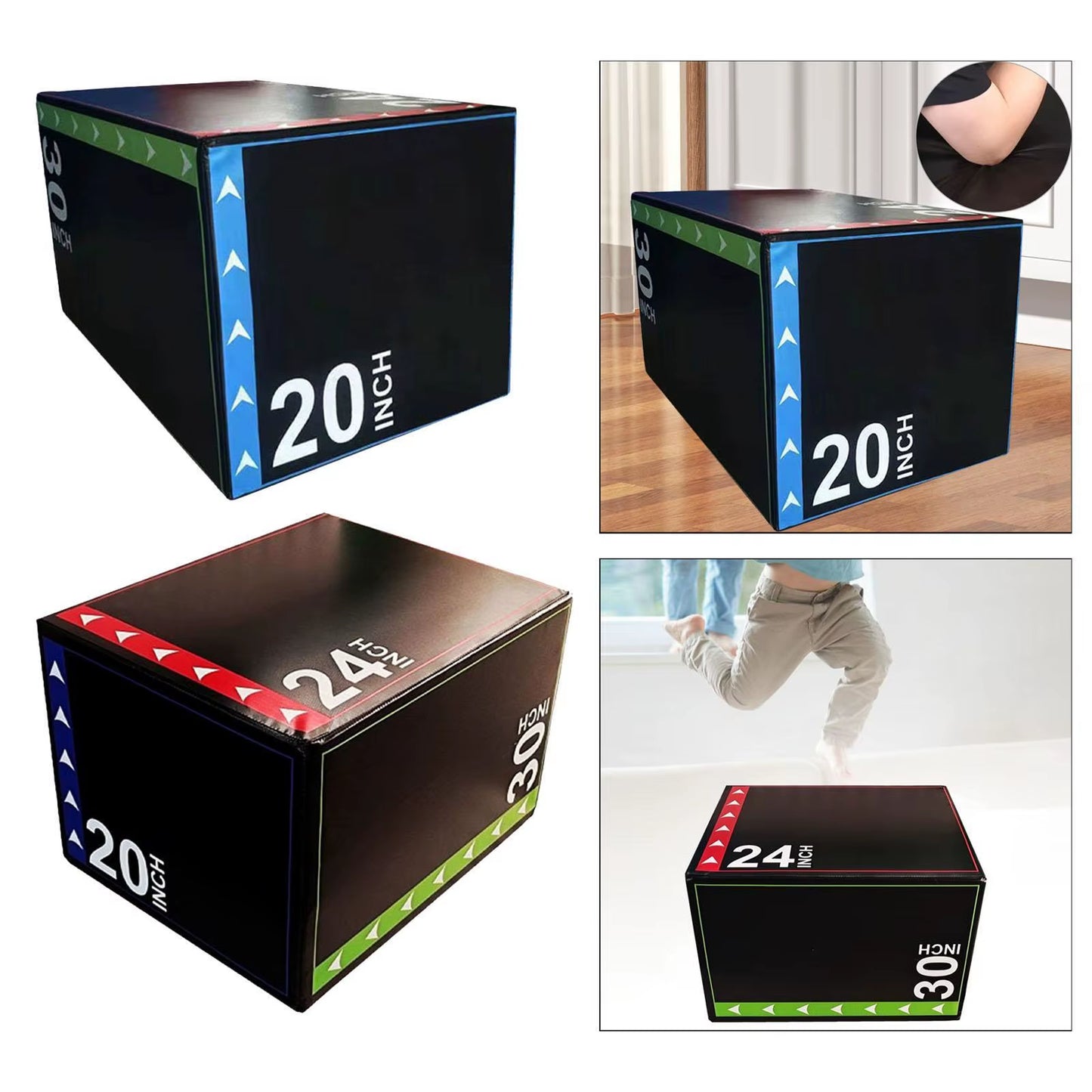 3 in 1 Jump Box Plyo Box High-Density Agility Box Conditioning Strength Training Dips Lunges for Home Gym Excerise Training