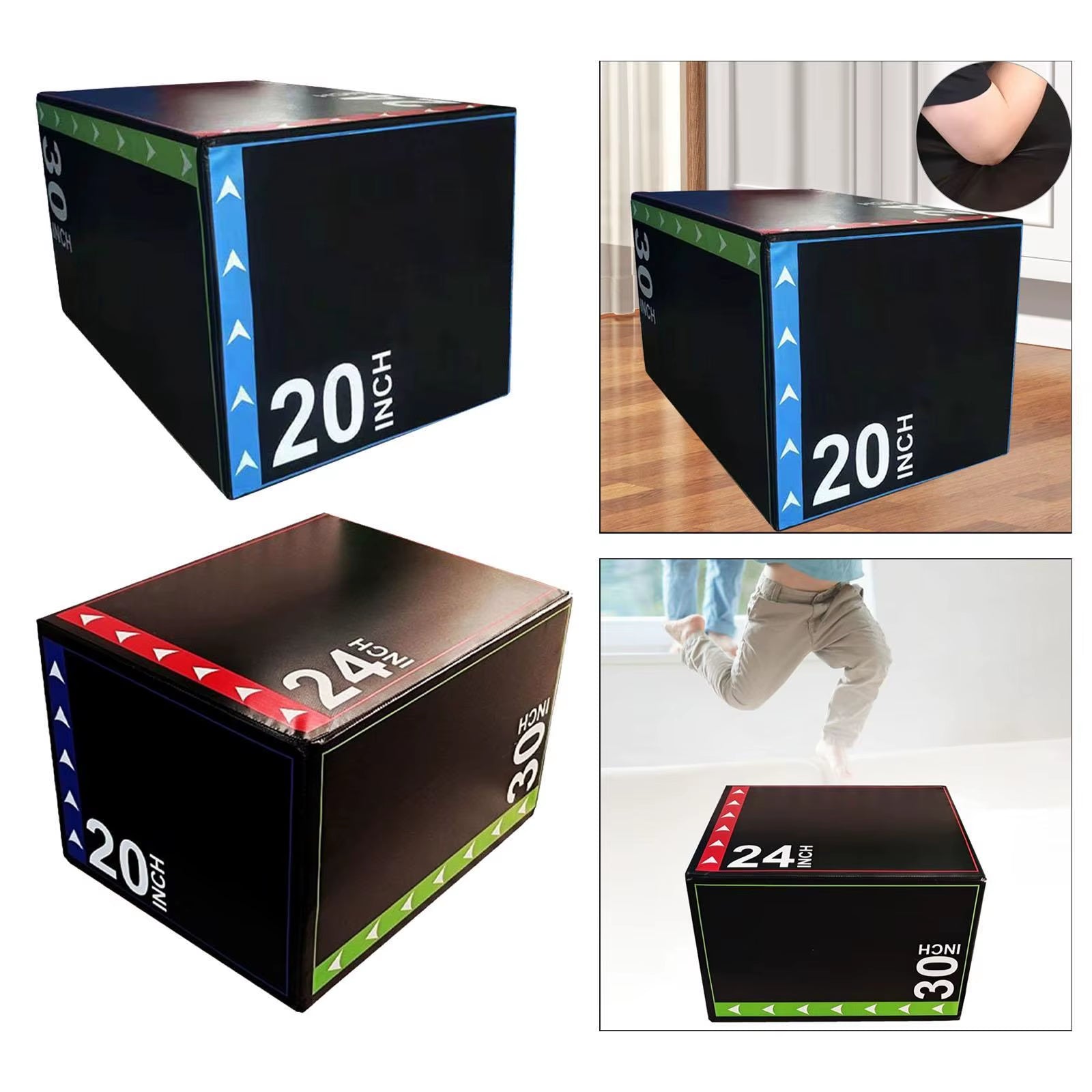 3 in 1 Jump Box Plyo Box High-Density Agility Box Conditioning Strength Training Dips Lunges for Home Gym Excerise Training