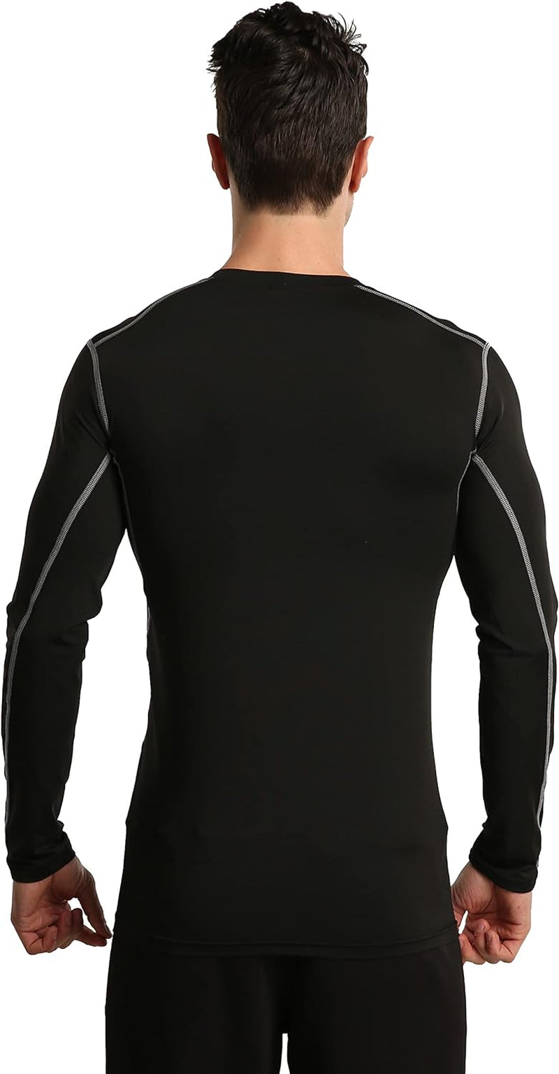 3 Pack Compression Shirts for Men Long Sleeve Football Undershirt Athletic Dry Shirts Performance Workout Baselayer