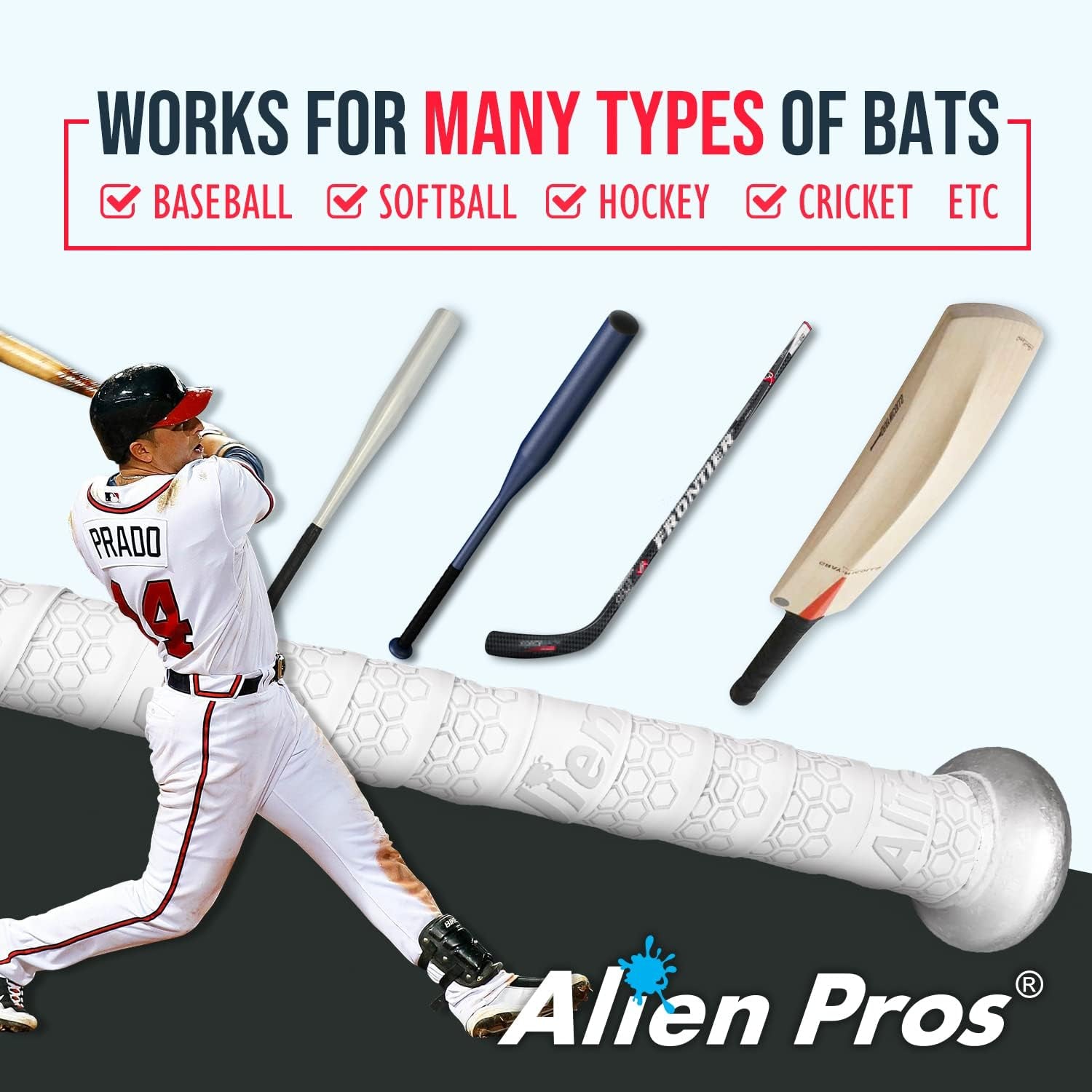 Bat Grip Tape for Baseball 1.1 MM (2 Pack) - Precut and Pro Quality Bat Tape - Wrap Your Bat for an Epic Home Run - Replacement for Old Baseball Bat Grip