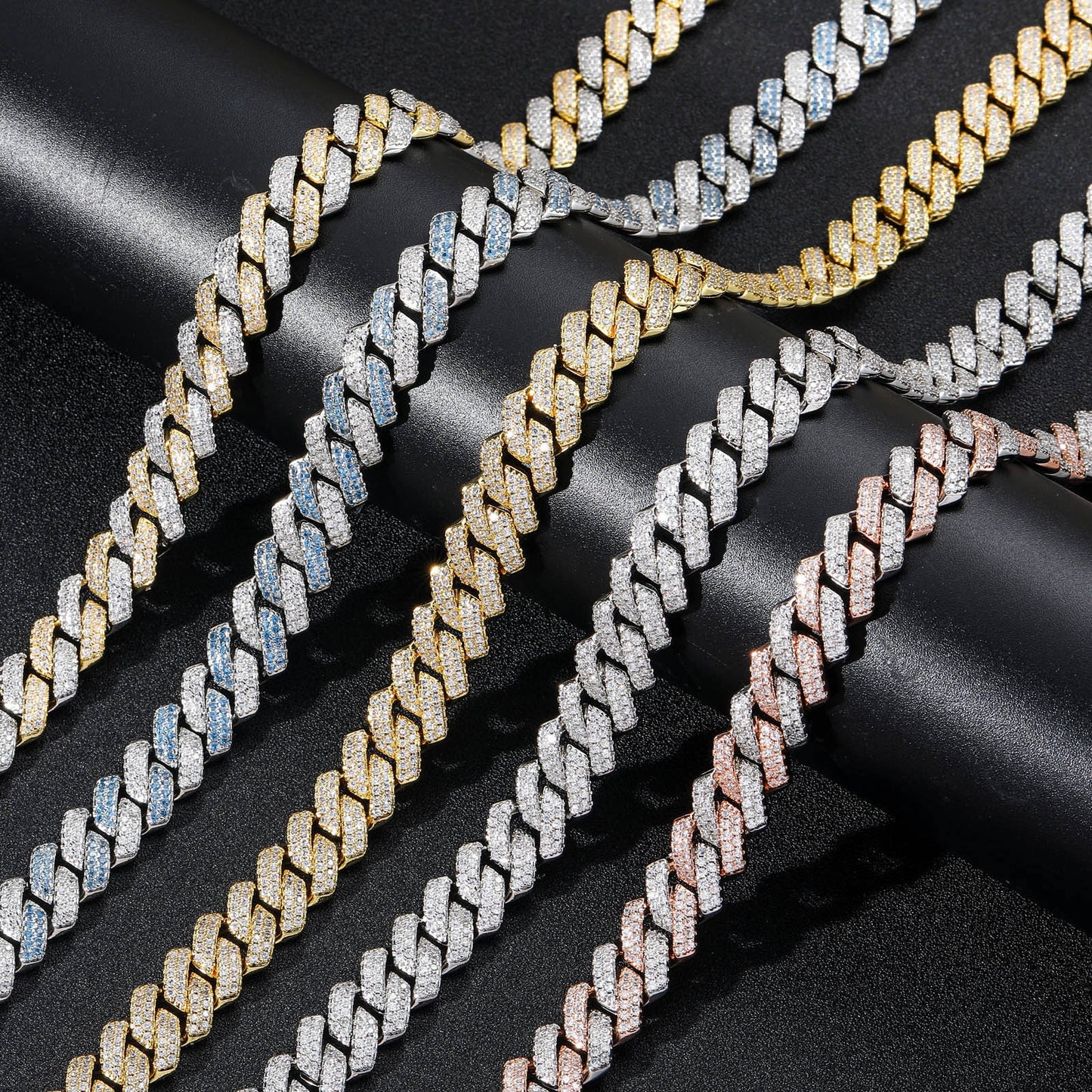 Bar Cuban Copper Inlaid Zircon 14Mm Diamond Cuban Link Chain