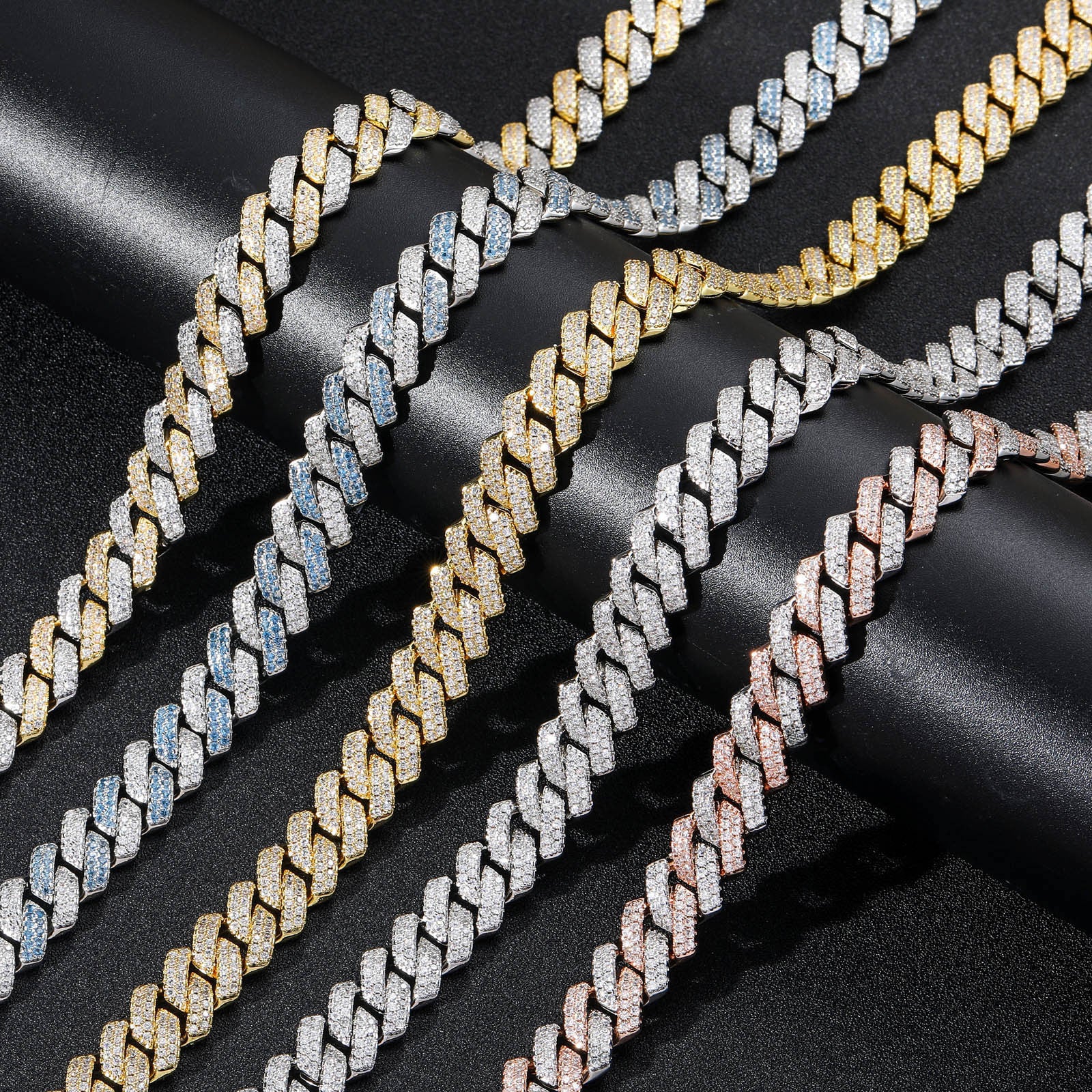 Bar Cuban Copper Inlaid Zircon 14Mm Diamond Cuban Link Chain