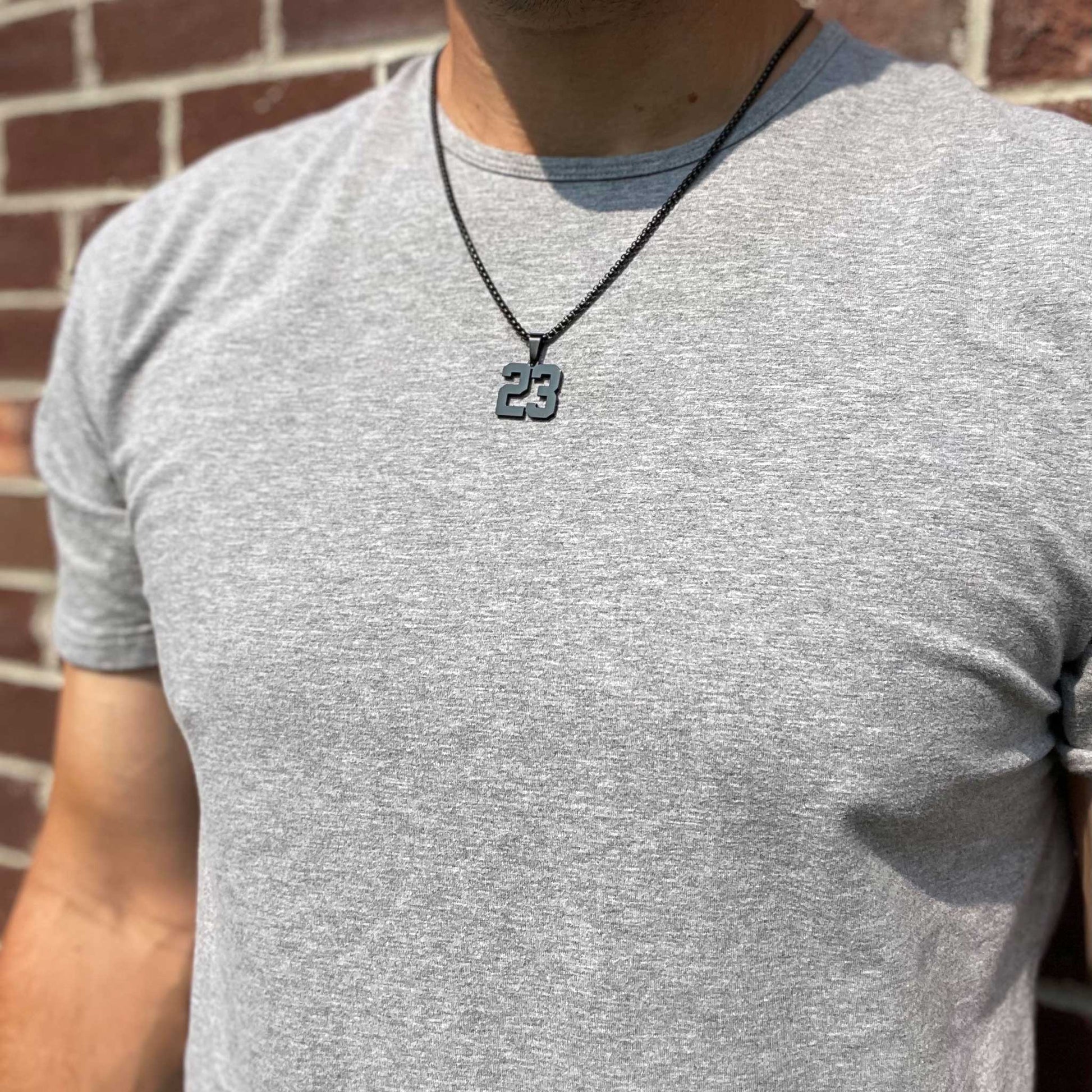 Number Pendant Necklace - Black