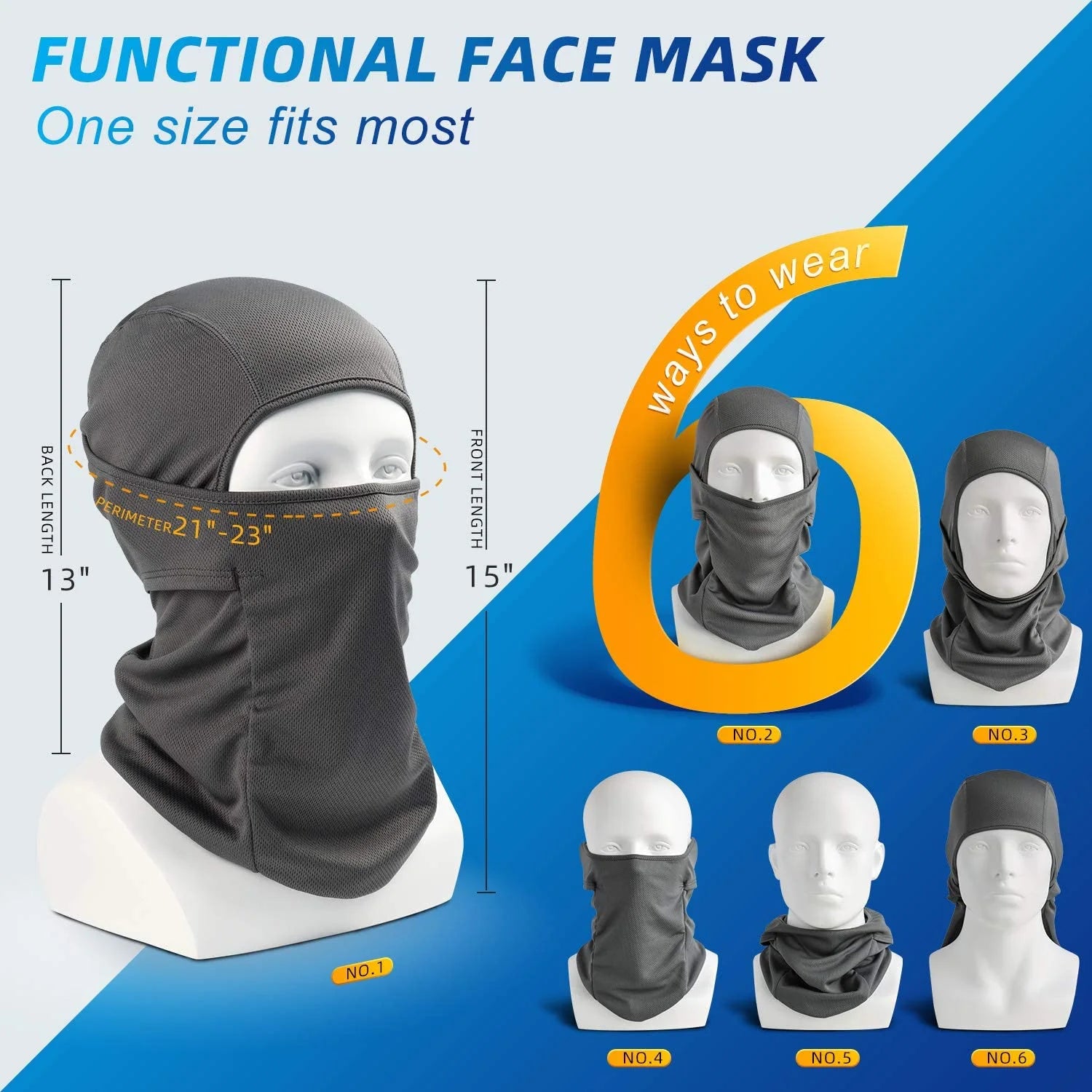 Ski Mask Balaclava Face Mask-Uv Protection Dustproof Windproof Face Cover for Men Women Skiing, Snowboarding, Cycling Hiking Gray
