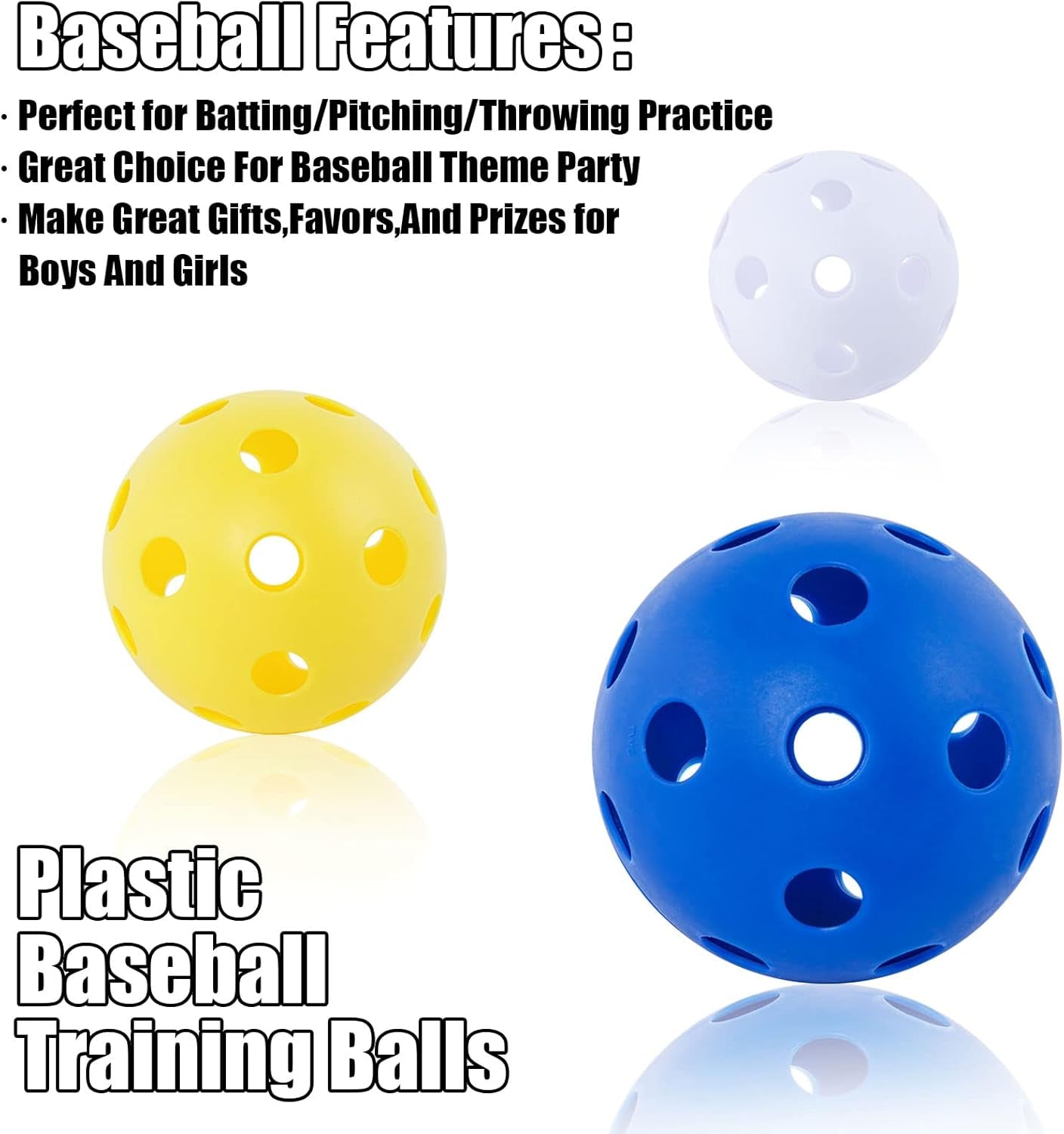 Plastic Baseballs 12 Pack Practice Balls 9 Inch Softball Training Baseballs for Hitting Pickleball Indoor Lightweight Hitting Baseball Batting Balls Outdoor