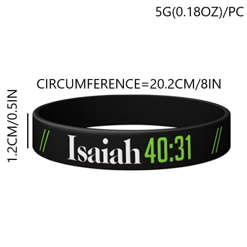1Pc/4Pcs Psalm Philippians Jeremiah Isaiah Bible Verse Rubber Wristbands Silicone Bracelets