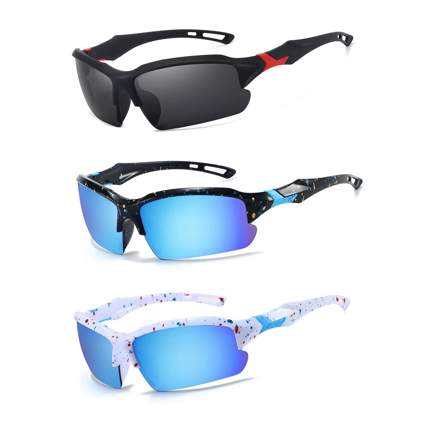 3 Pairs Brand New Sunglasses Men Women Sun Glasses Fishing Eyewear UV400 Cycling Hiking Baseball Softball Outdoor Sport Goggles