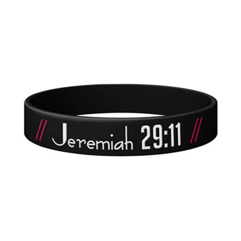 1Pc/4Pcs Psalm Philippians Jeremiah Isaiah Bible Verse Rubber Wristbands Silicone Bracelets