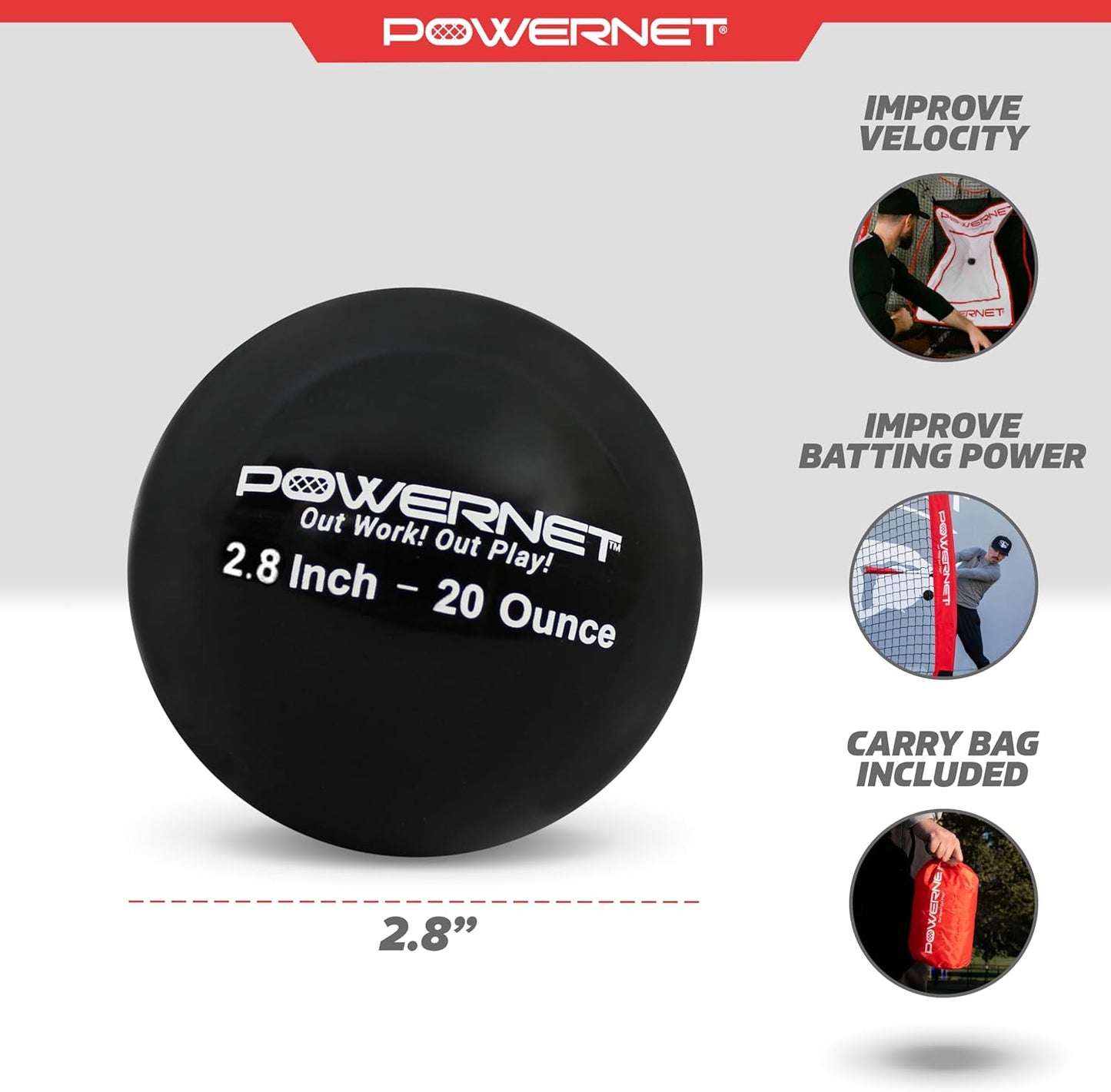 Weighted Baseballs for Hitting Training, Baseball Training Equipment for Throwing & Batting, Build Muscle & Strength, 6 Balls 2.8" 12-20 Oz