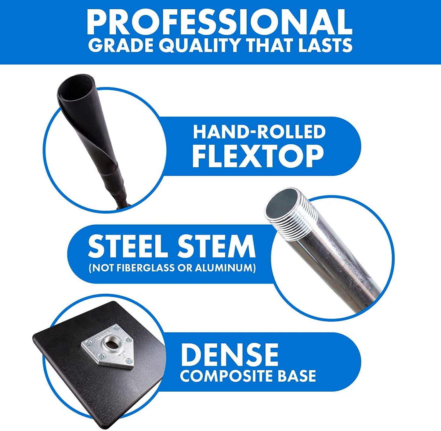 Tee the Original Professional Baseball Tee Softball Adult Batting Tee. Weather Resistant Composite Base, Hand-Rolled Flexible Rubber Ball Rest, Adjust: 26" to 43", Durable Rugged Steel Stem
