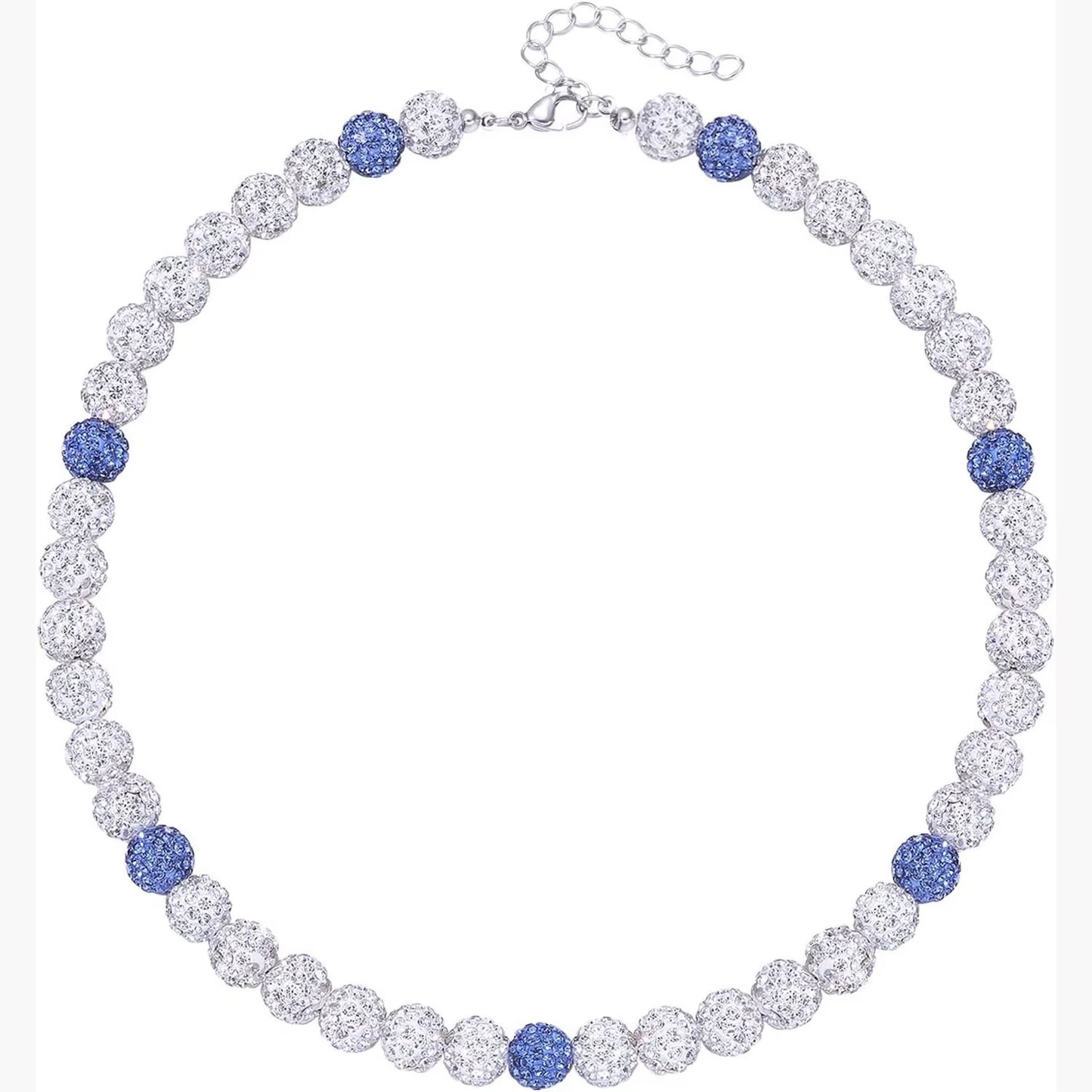 Baseball Beaded Chain Necklace for Men,Bling Ice Collection Baseball Necklace Gifts for Boys Baseball Team Lovers,18Inch(45Cm)