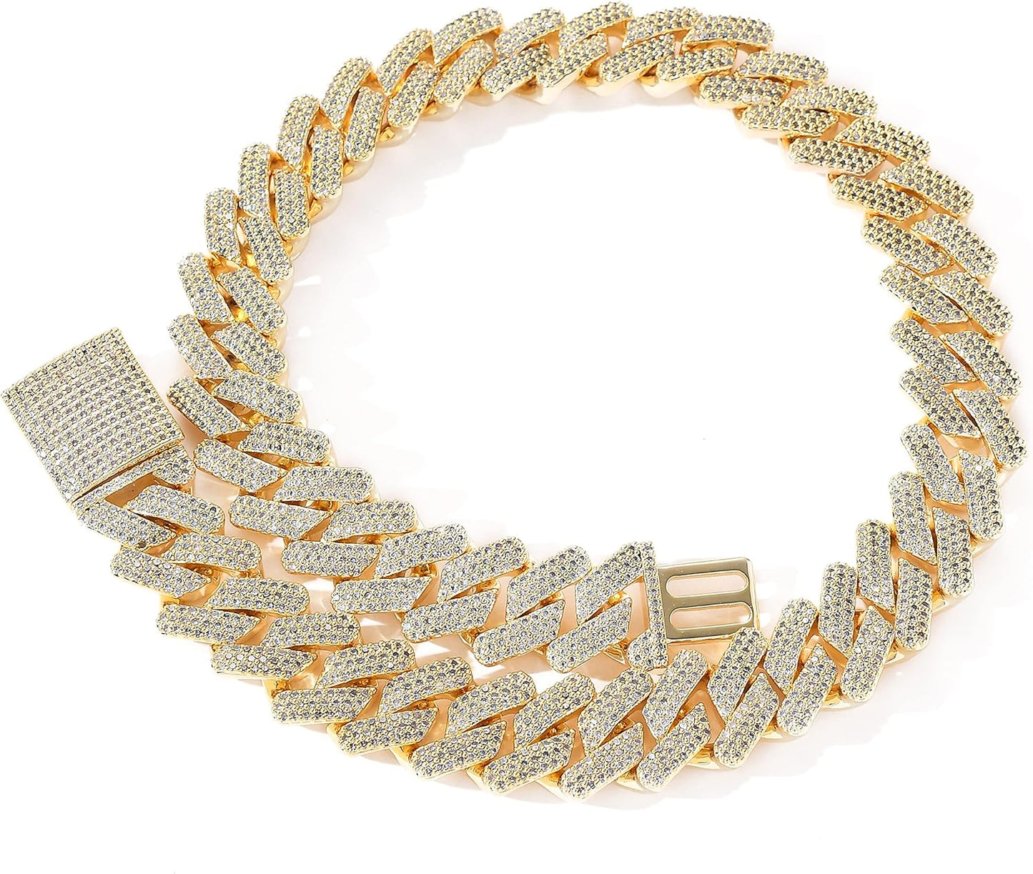 Gold Mens Cuban Link Chain, 20Mm Iced Out Miami Cuban Chain Necklace for Men, Bling Diamond Hip Hop Jewelry for Women